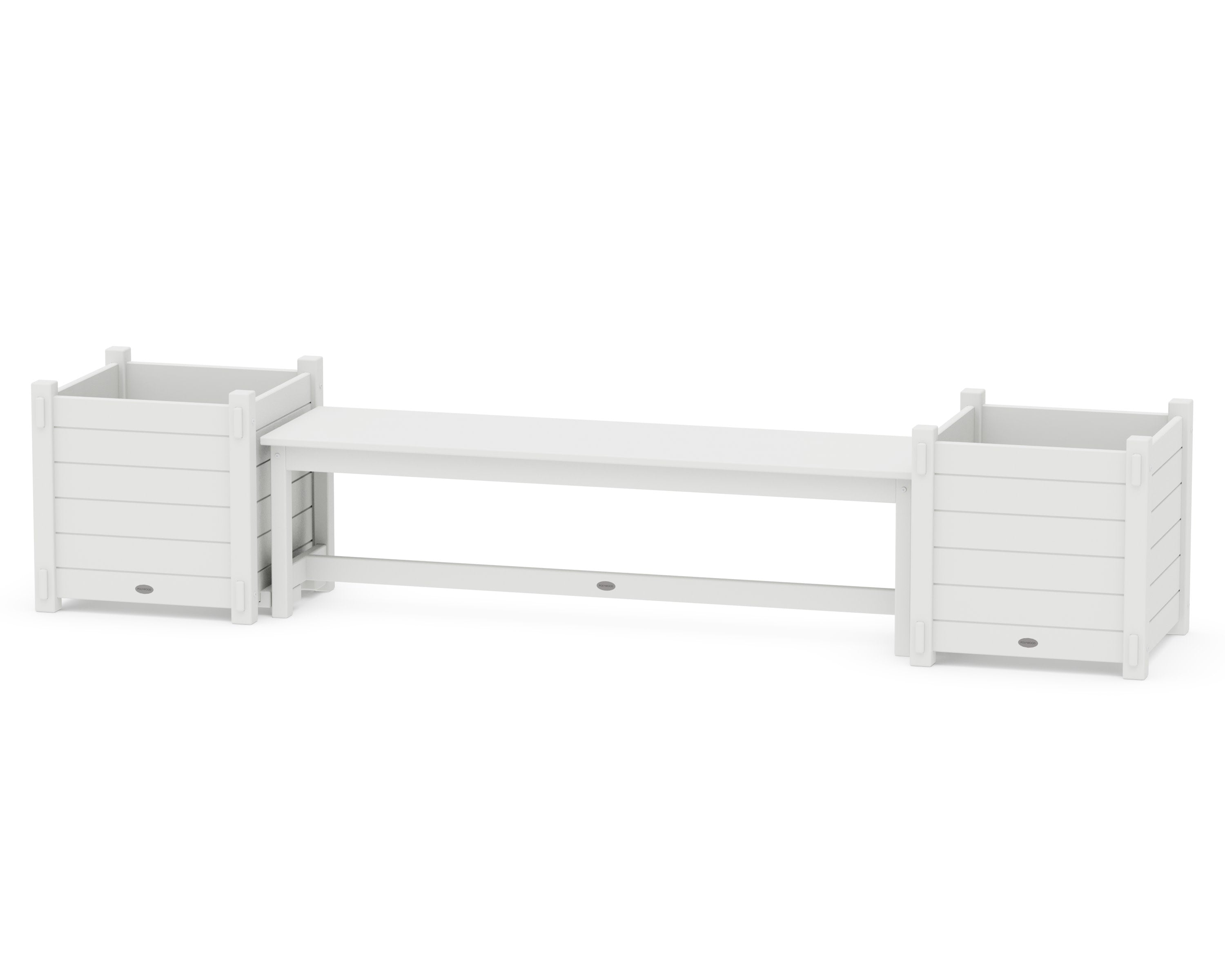 60" Nautical Straight Planter Bench Set - Large in White