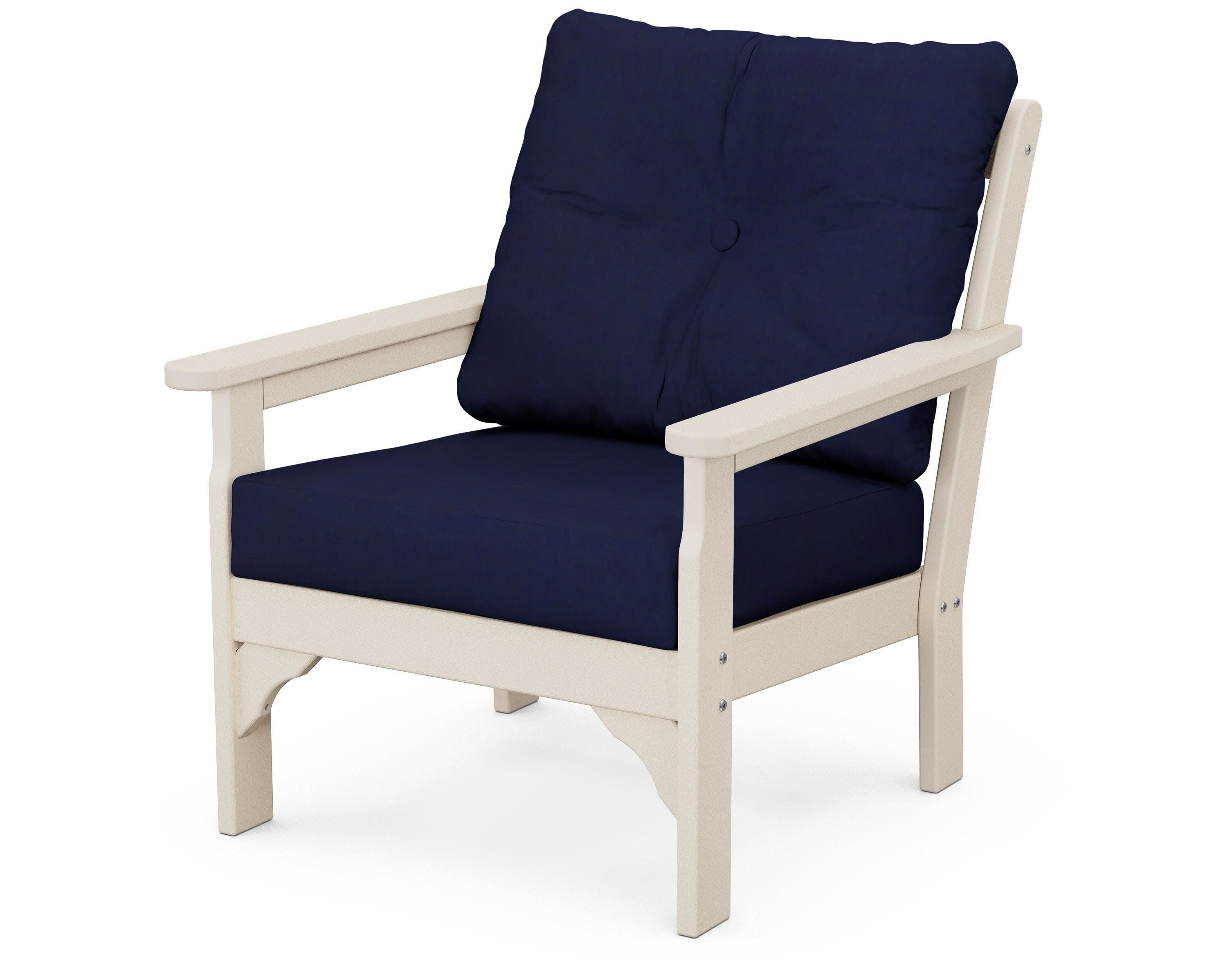 Vineyard Deep Seating Chair in Sand / Navy