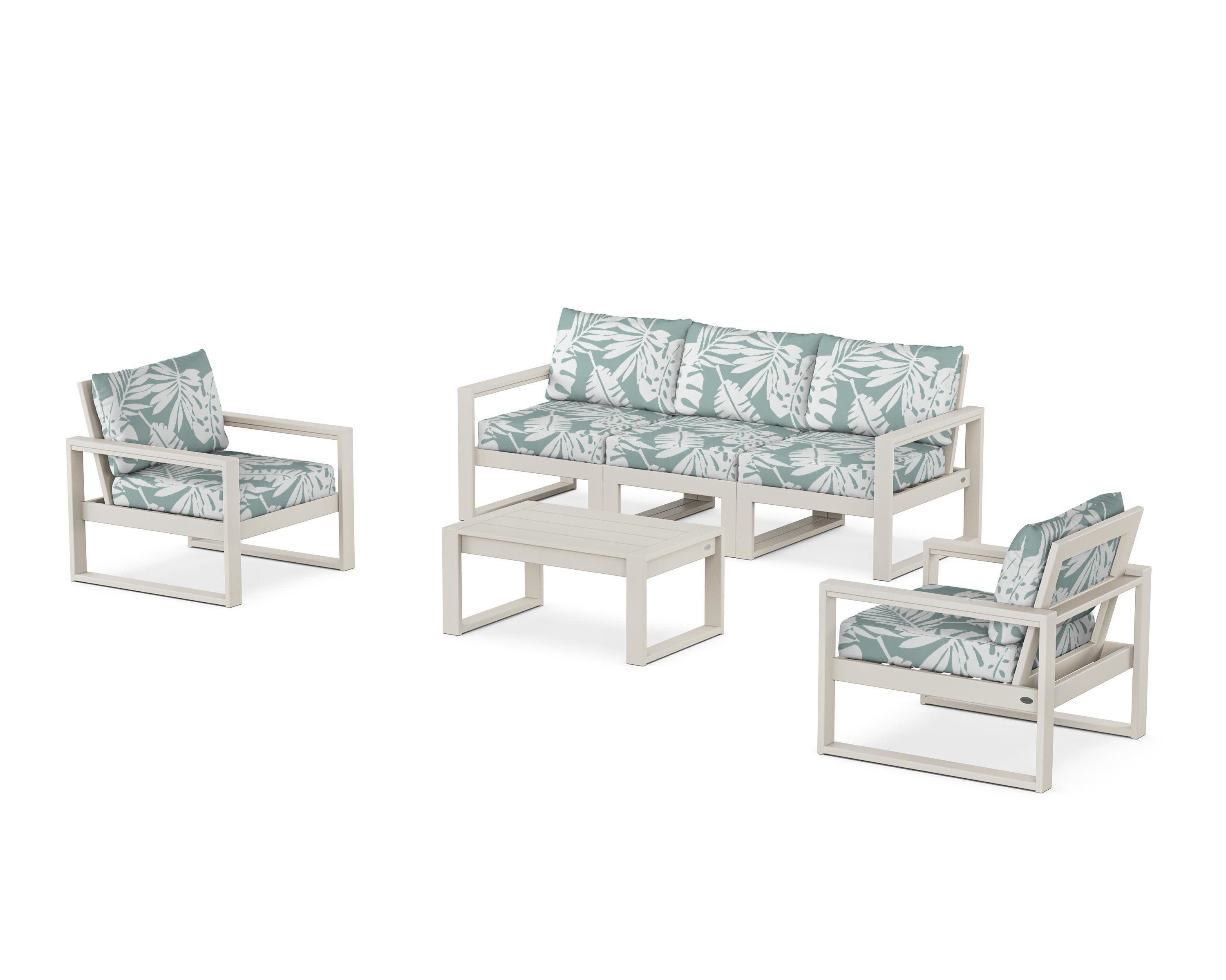 EDGE Sectional 4-Piece Deep Seating Set with Sofa in Sand / Leaf Glacier Spa