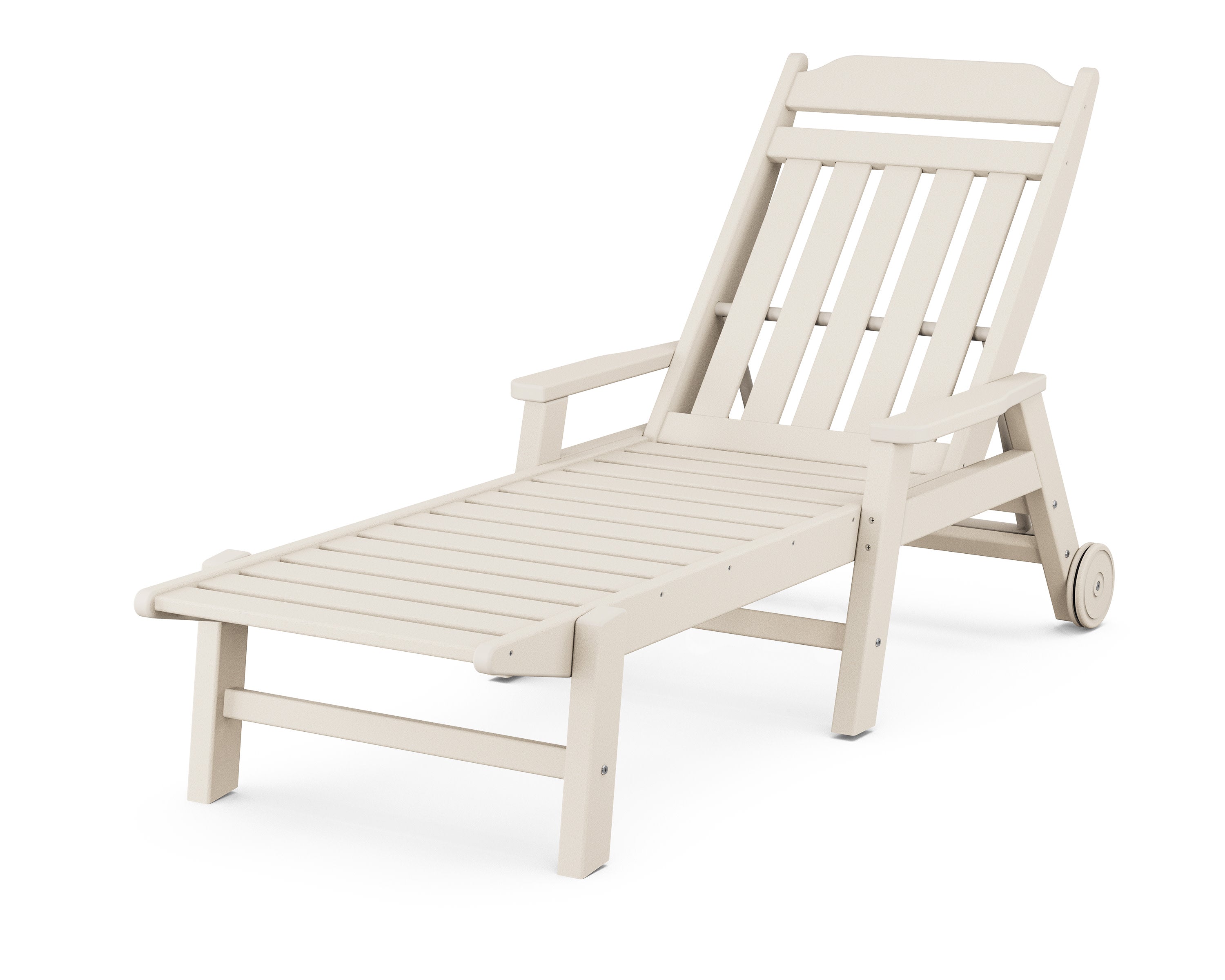 Cottage Chaise with Arms and Wheels in Sand