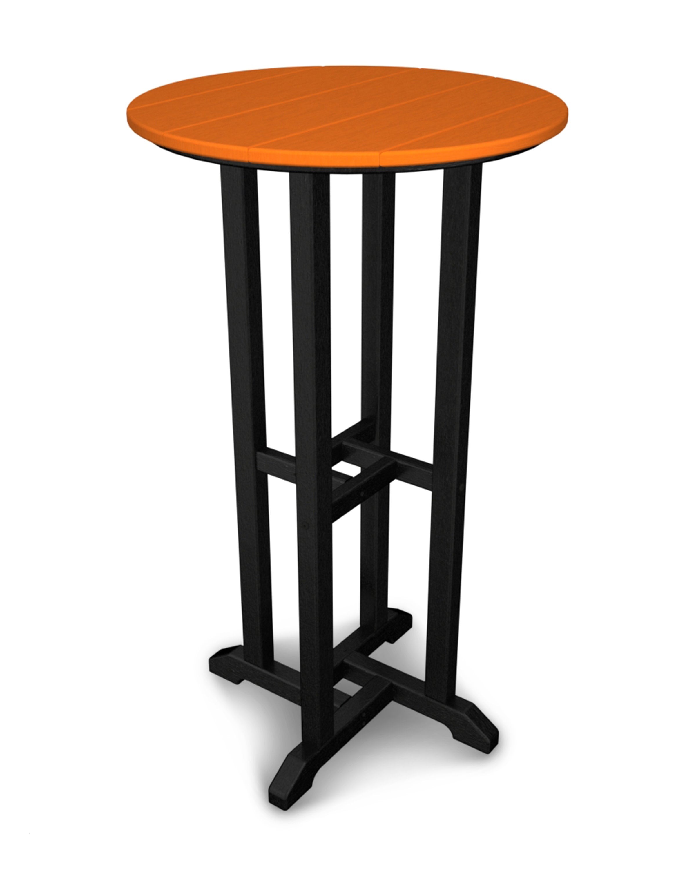Contempo 24" Round Bar Table in Black / Tangerine
