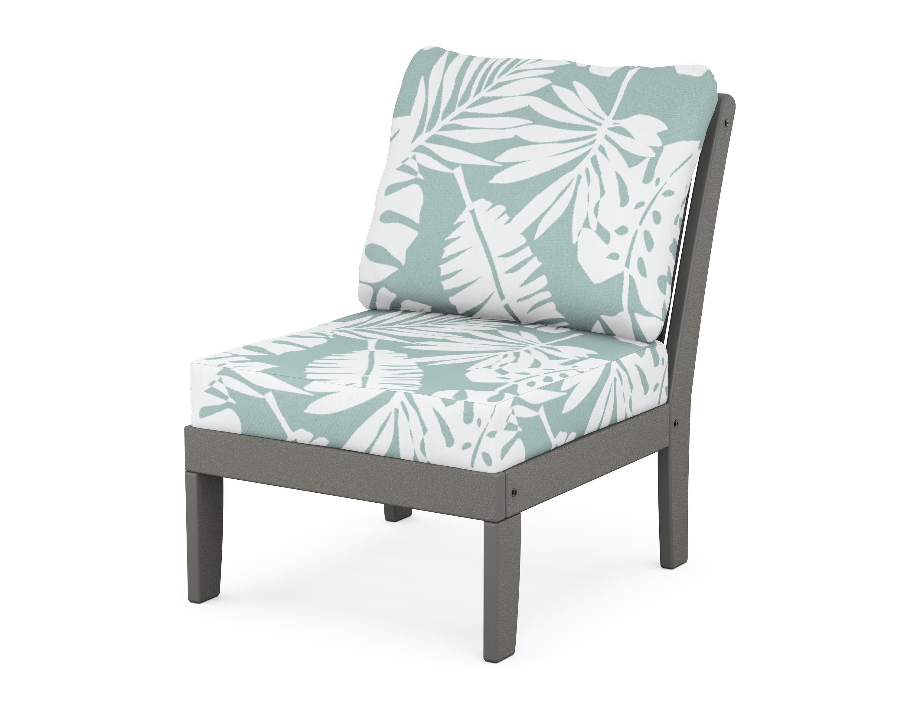 Braxton Modular Armless Chair in Slate Grey / Leaf Glacier Spa