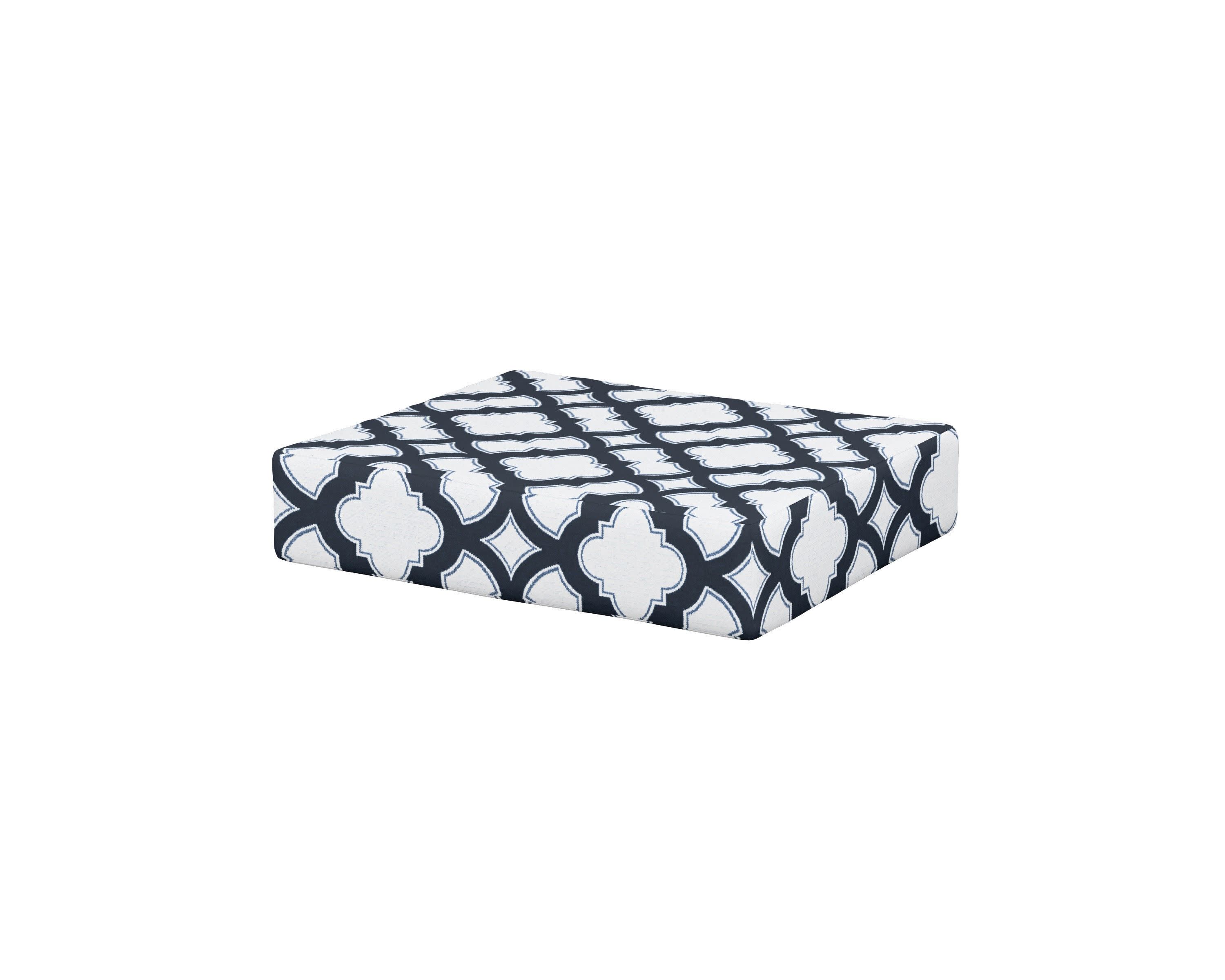 Acadia Ottoman Cushion in Trellis Marine Indigo