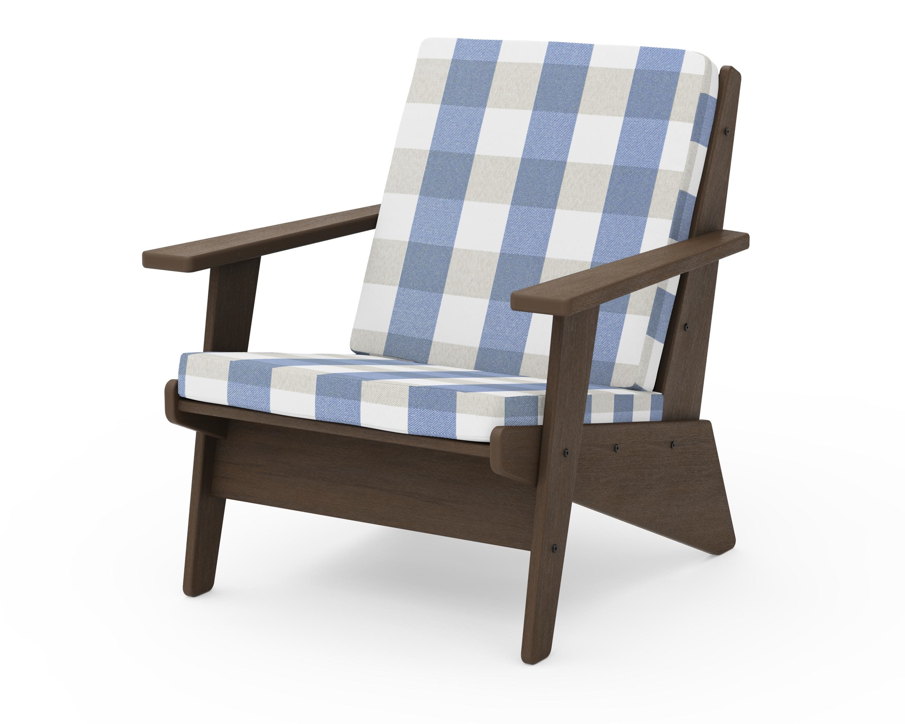 Riviera Modern Lounge Chair in Kona / Buffalo Plaid Sky Blue
