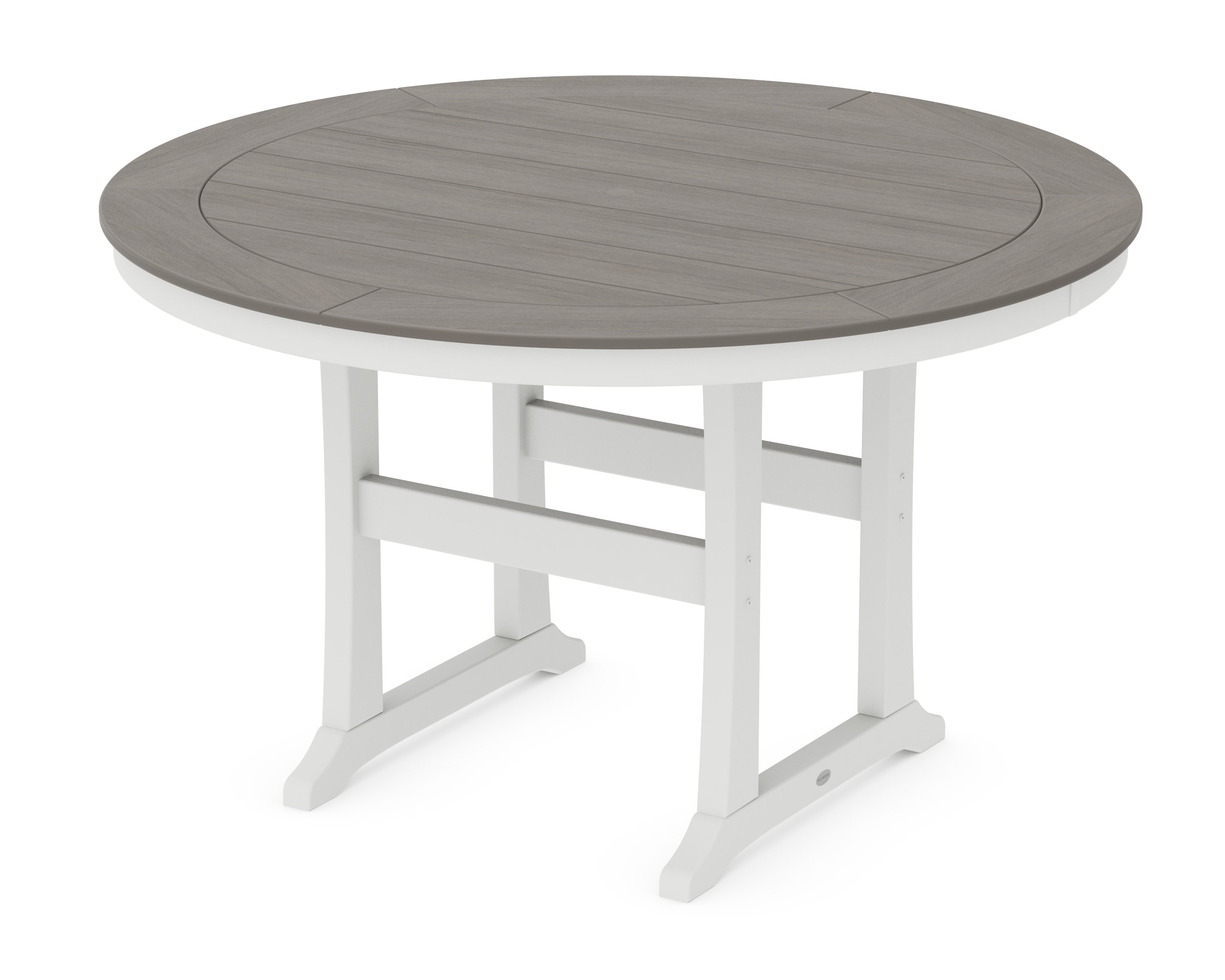 Nautical Trestle 60" Round Counter Table in White / Driftwood