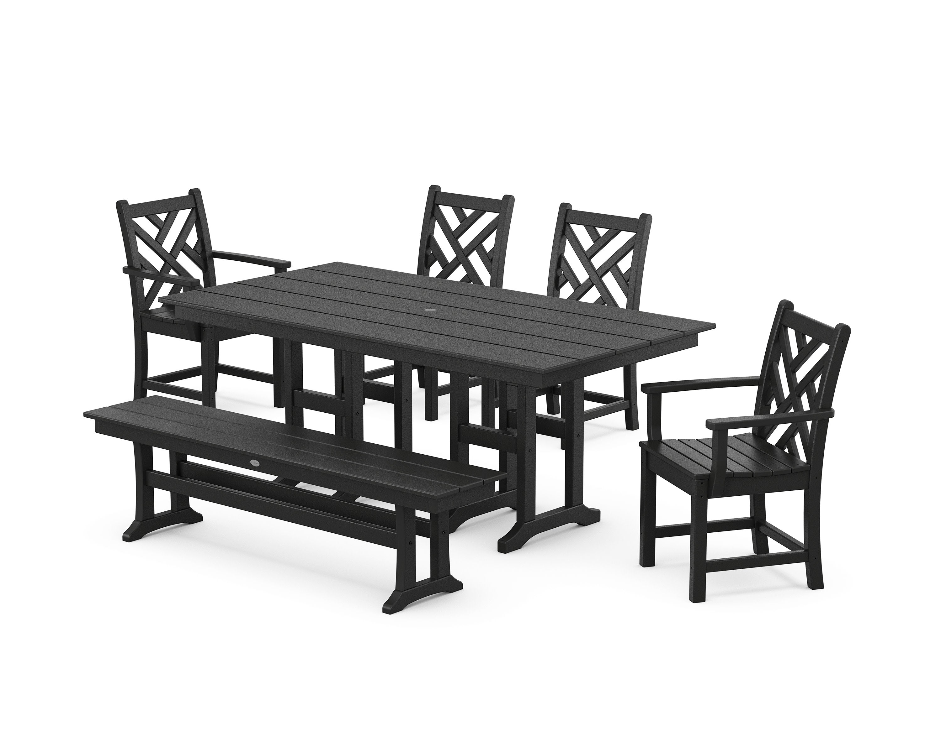 Chippendale 6-Piece Farmhouse Dining Set in Black