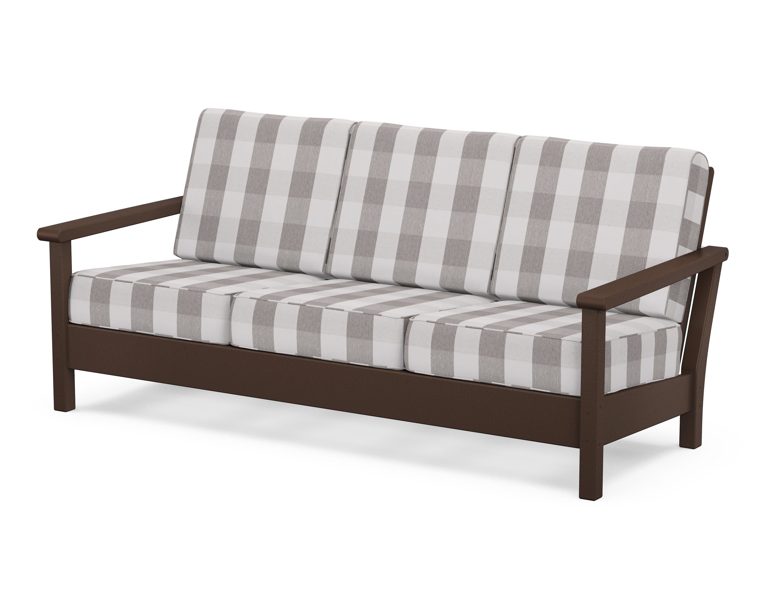 Harbour Deep Seating Sofa in Mahogany / Buffalo Plaid Grey Mist