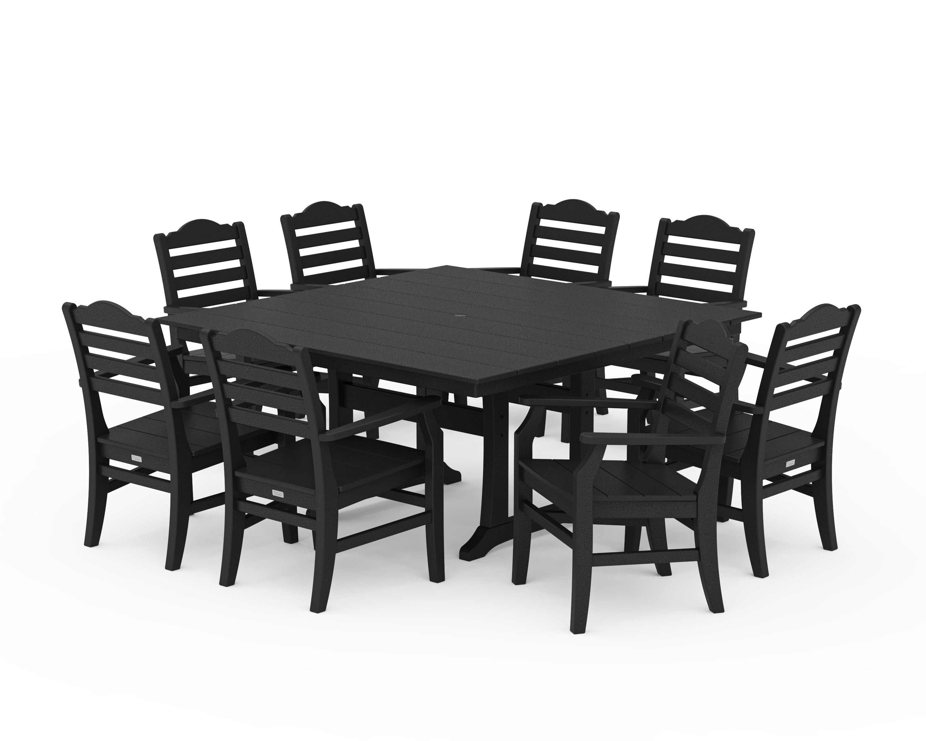 Savannah 9-Piece Square Farmhouse Dining Set with Trestle Legs in Black