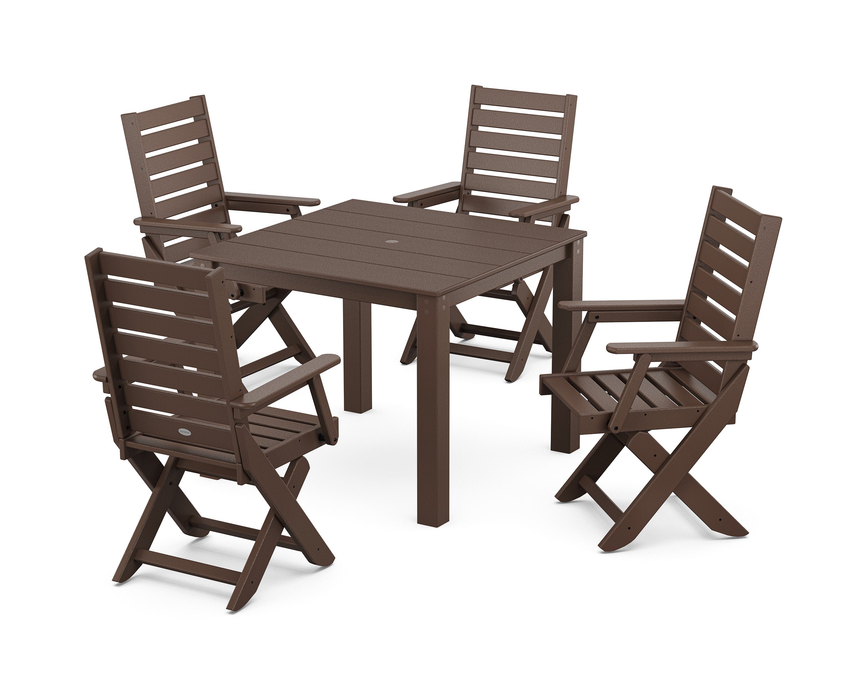 Captain Folding Chair 5-Piece Parsons Dining Set in Mahogany