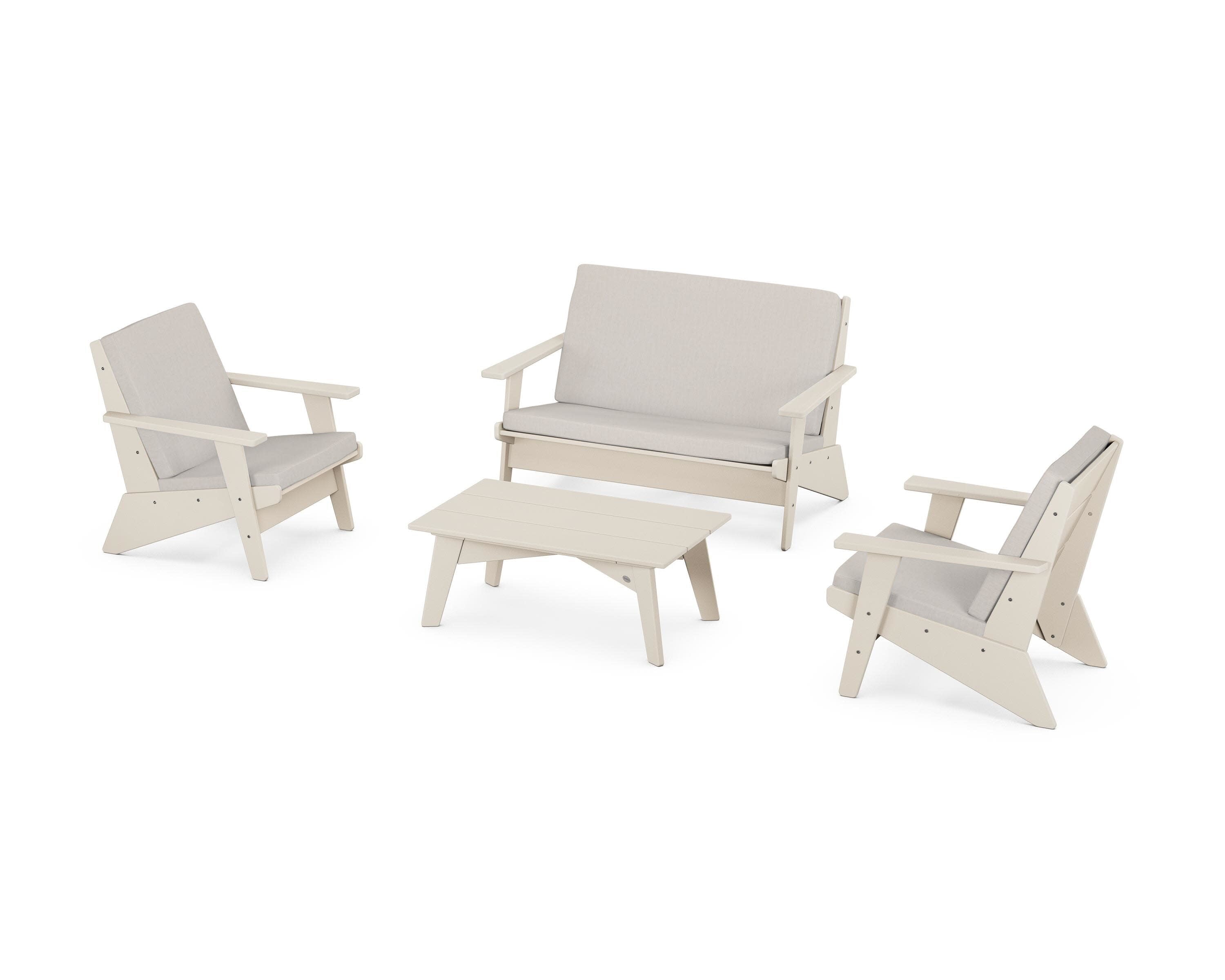 Riviera Modern Lounge 4-Piece Set in Sand / Cast Ash