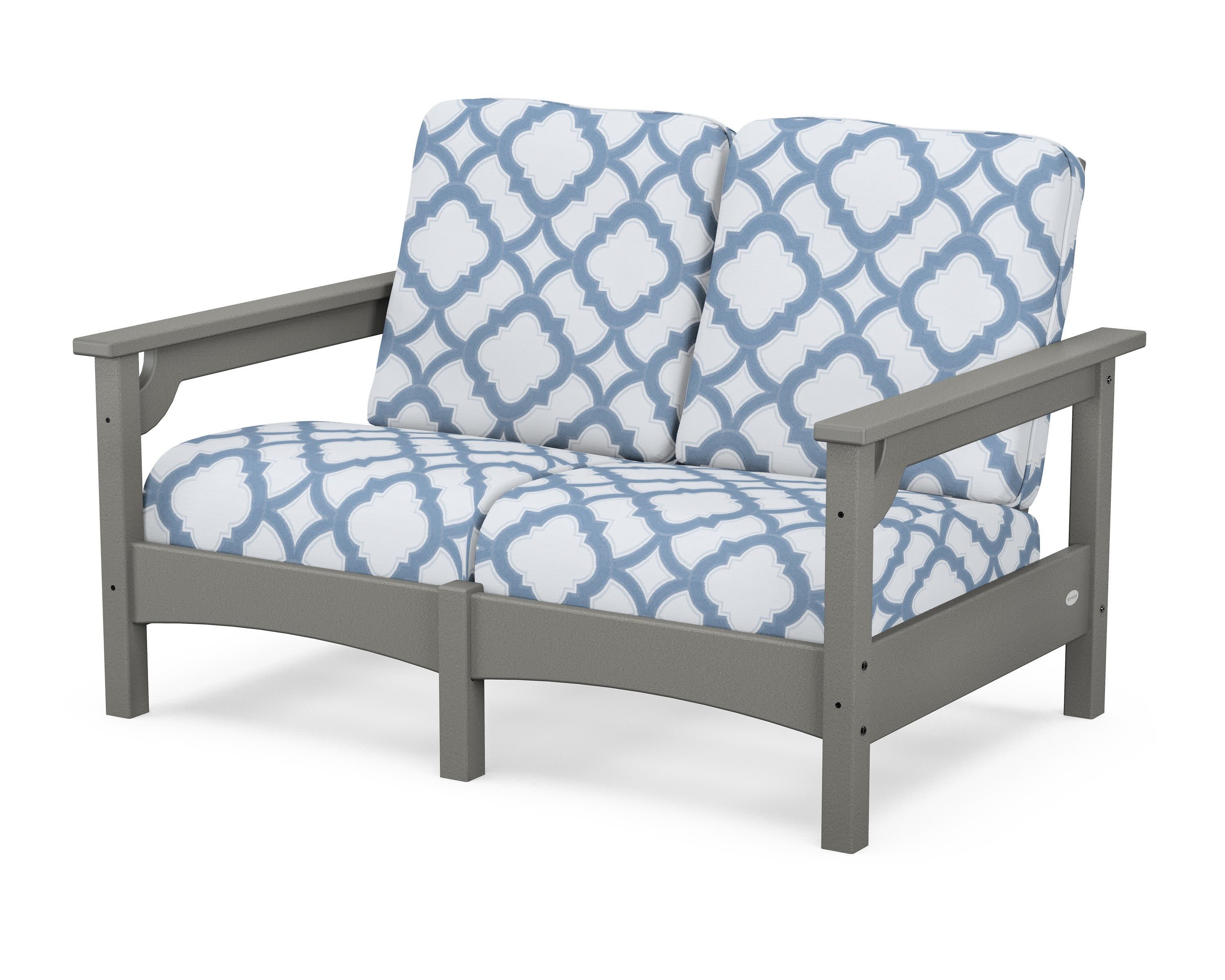 Club Loveseat in Slate Grey / Trellis Sky Blue