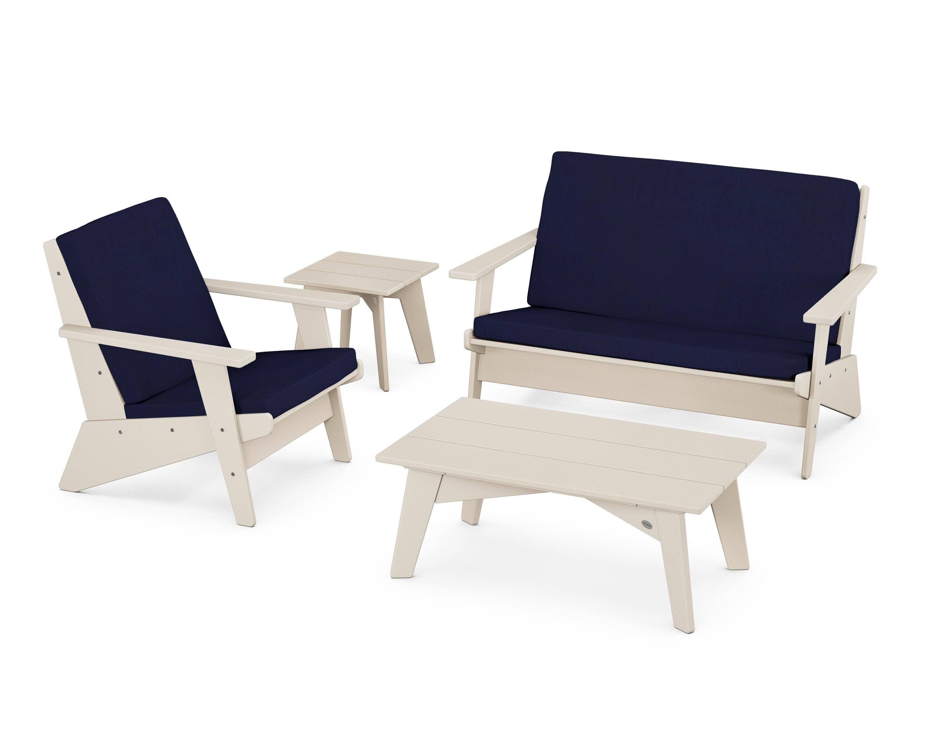 Riviera Modern Lounge 4-Piece Set in Sand / Navy