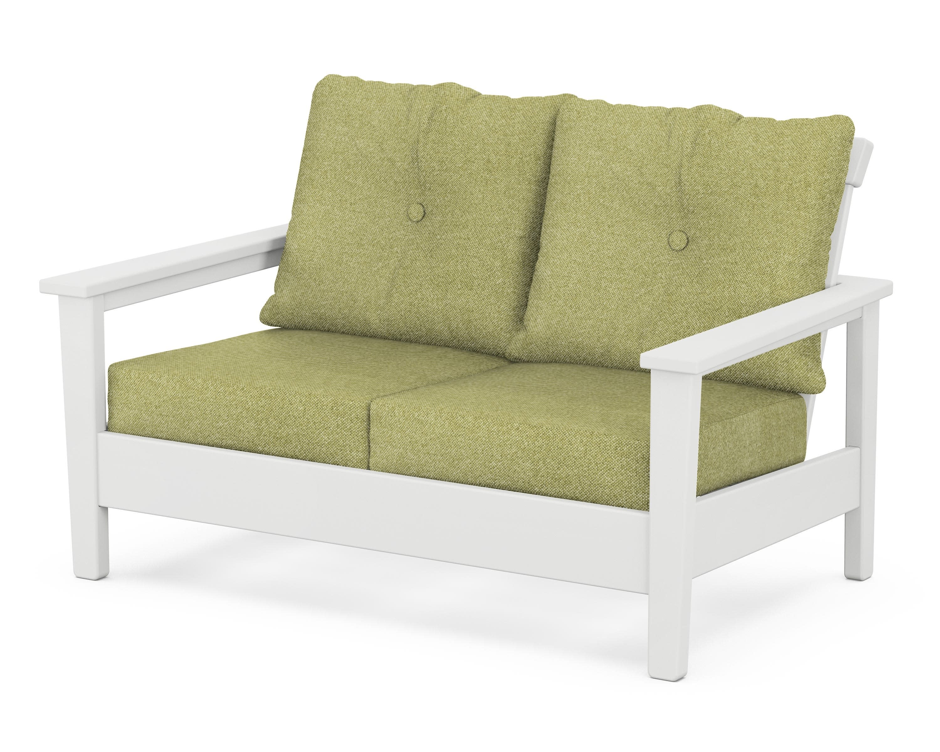 Prescott Deep Seating Loveseat in White / Chartreuse Boucle