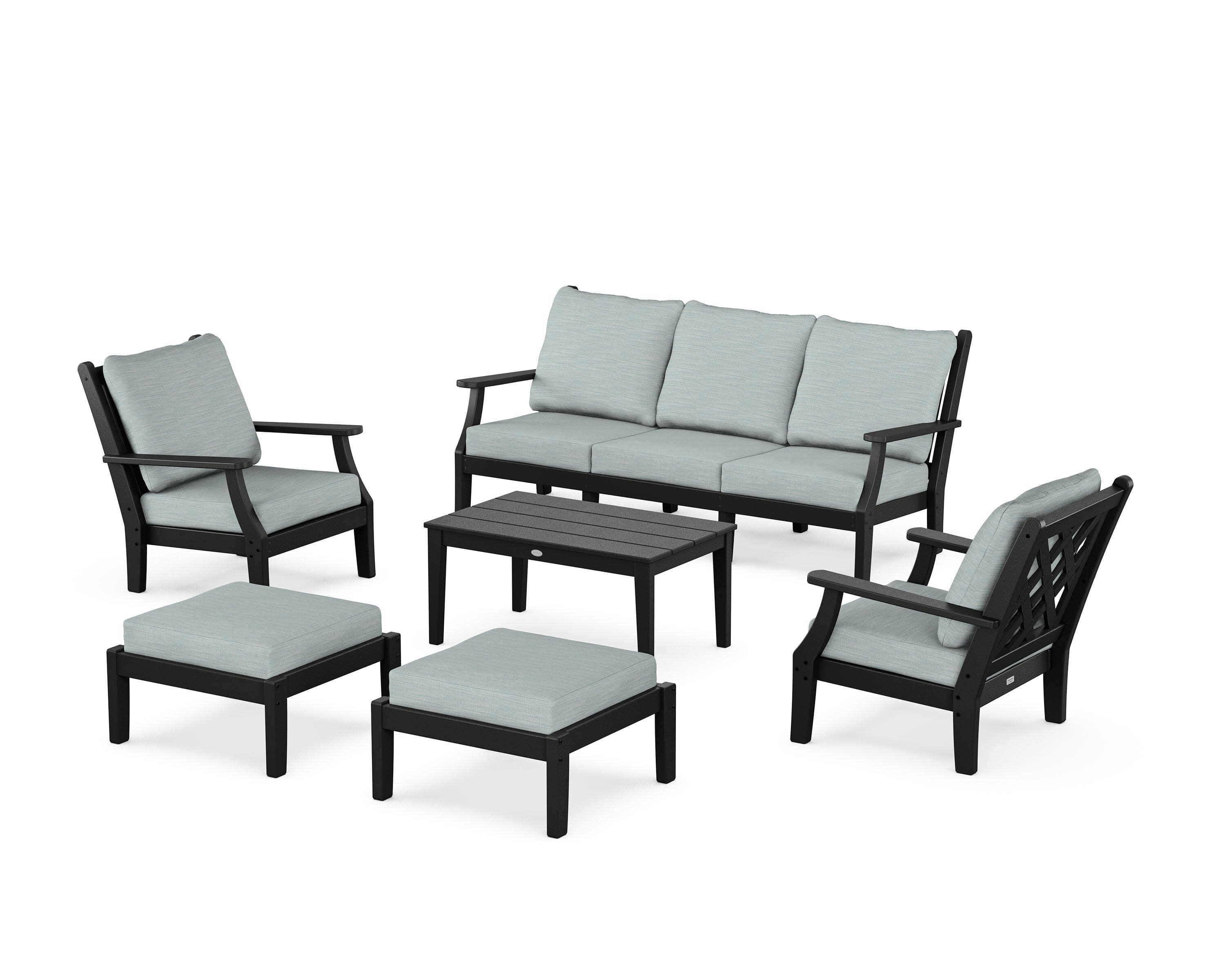 Wovendale 6-Piece Lounge Sofa Set in Black / Soothe Mist