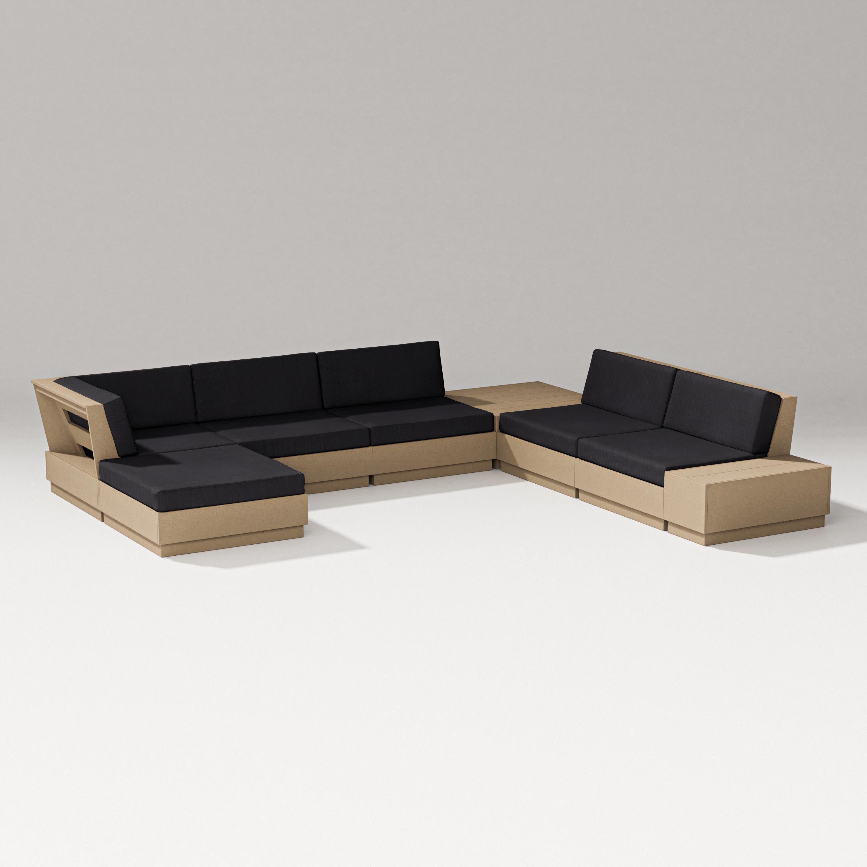 Elevate 8-Piece Corner Sectional in Vintage Sahara / Midnight Linen