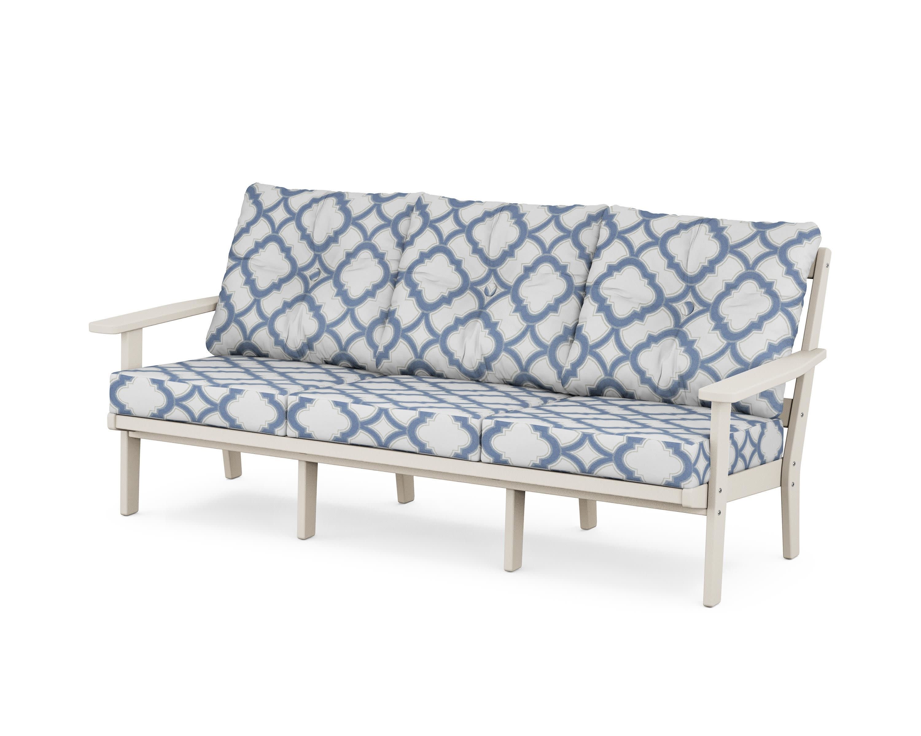 Oxford Deep Seating Sofa in Sand / Trellis Sky Blue