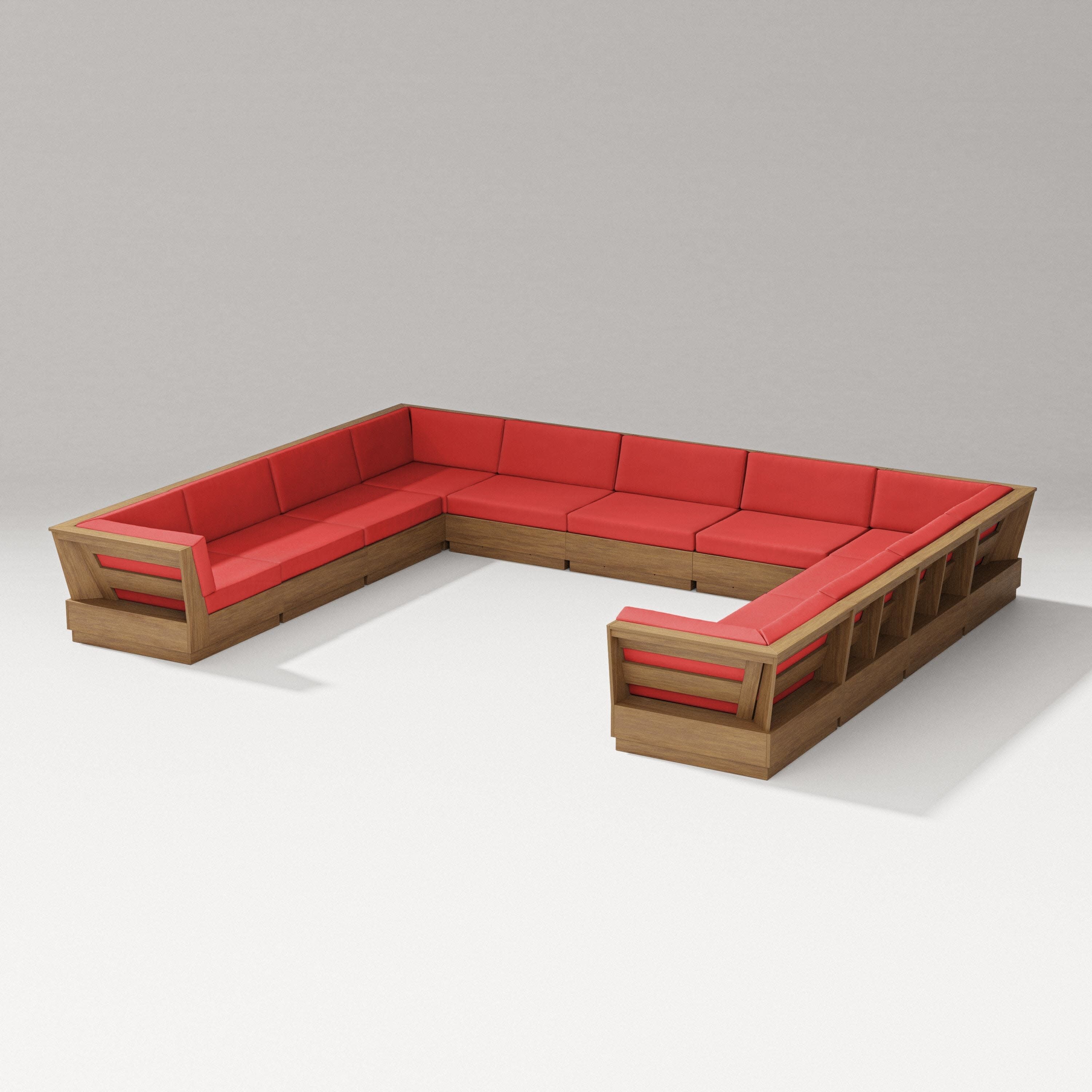 Elevate Large U-Shaped Sectional in Natural / Crimson Linen