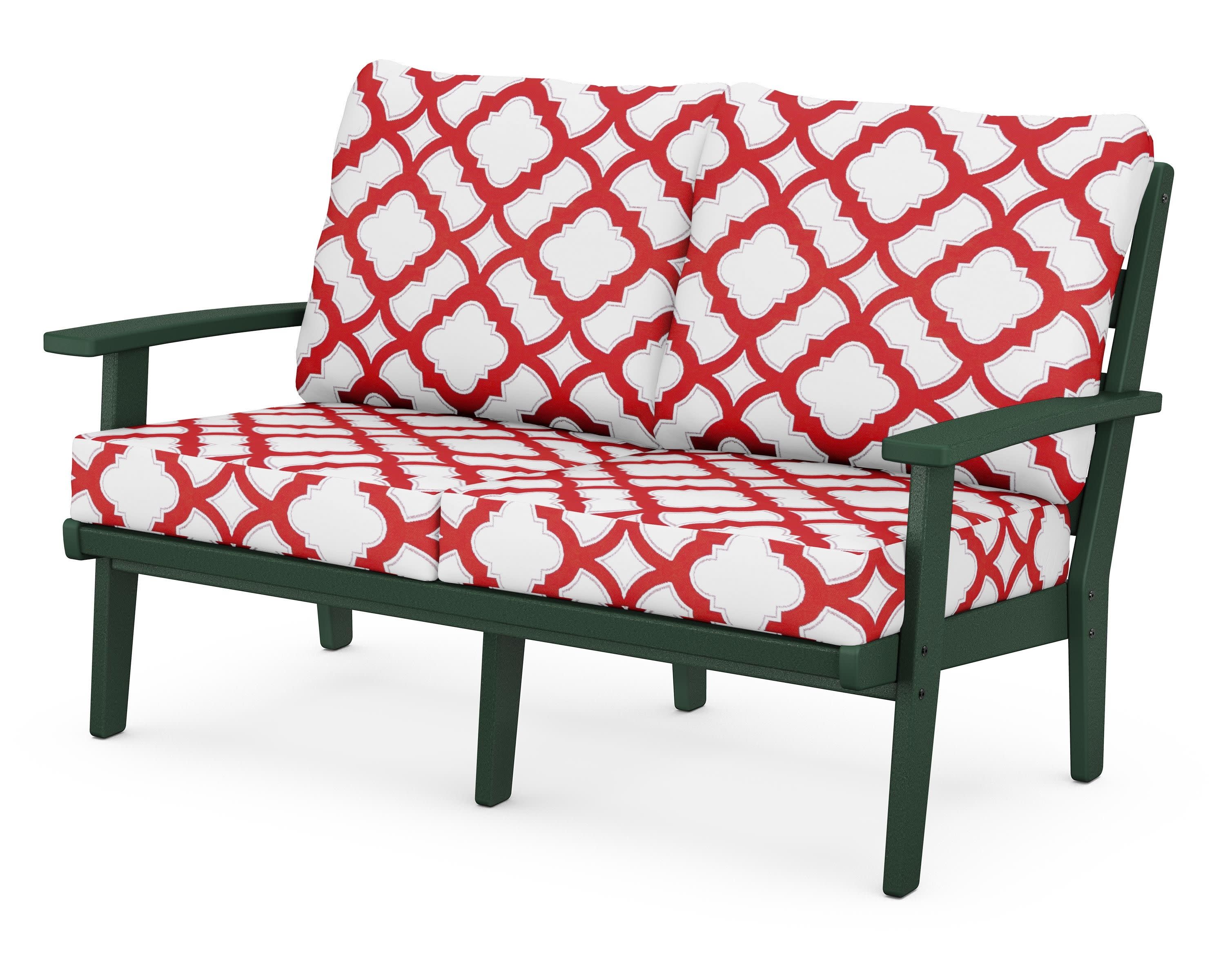Grant Park Deep Seating Loveseat in Green / Trellis Crimson