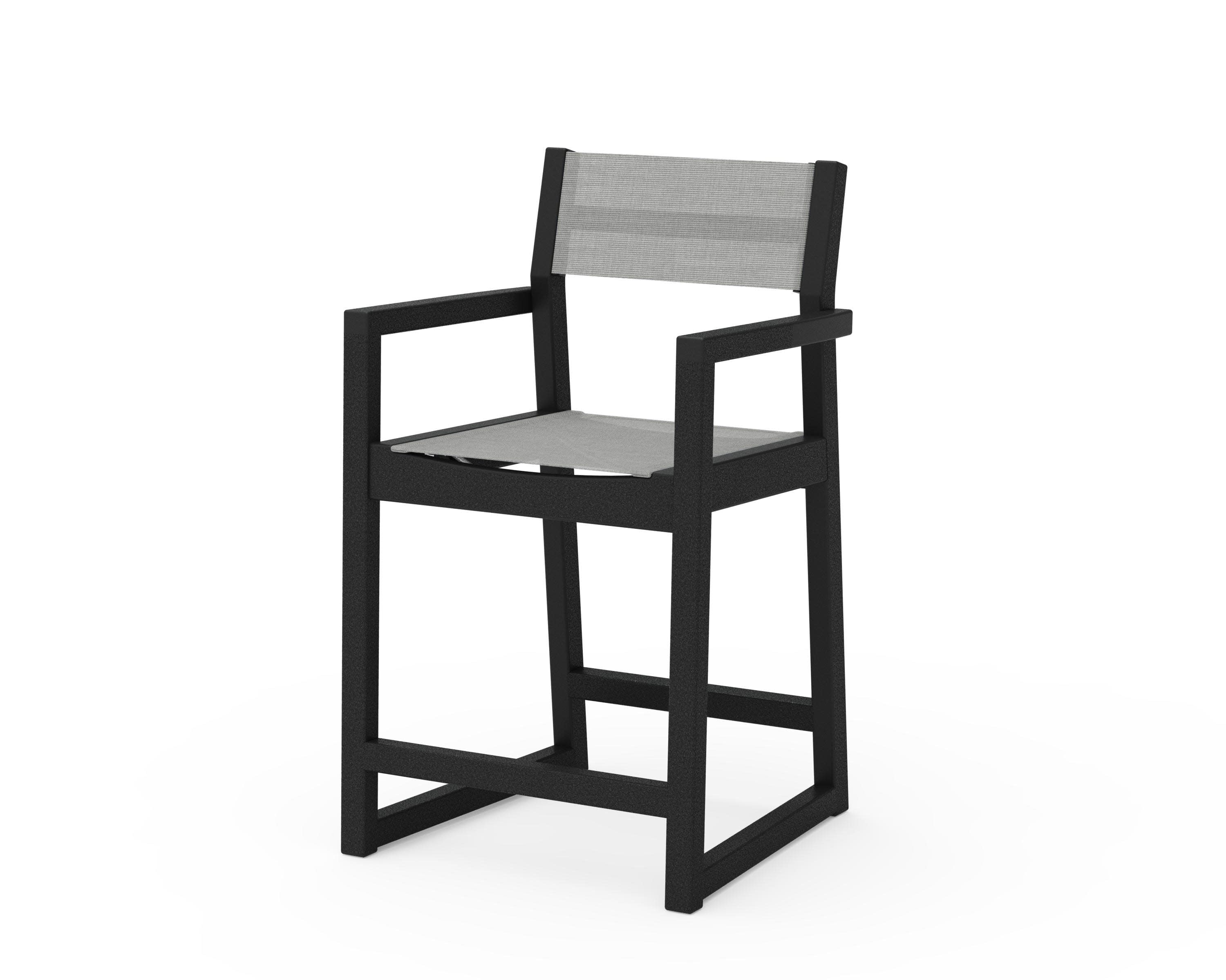 EDGE Sling Counter Arm Chair in Black / Metallic Sling