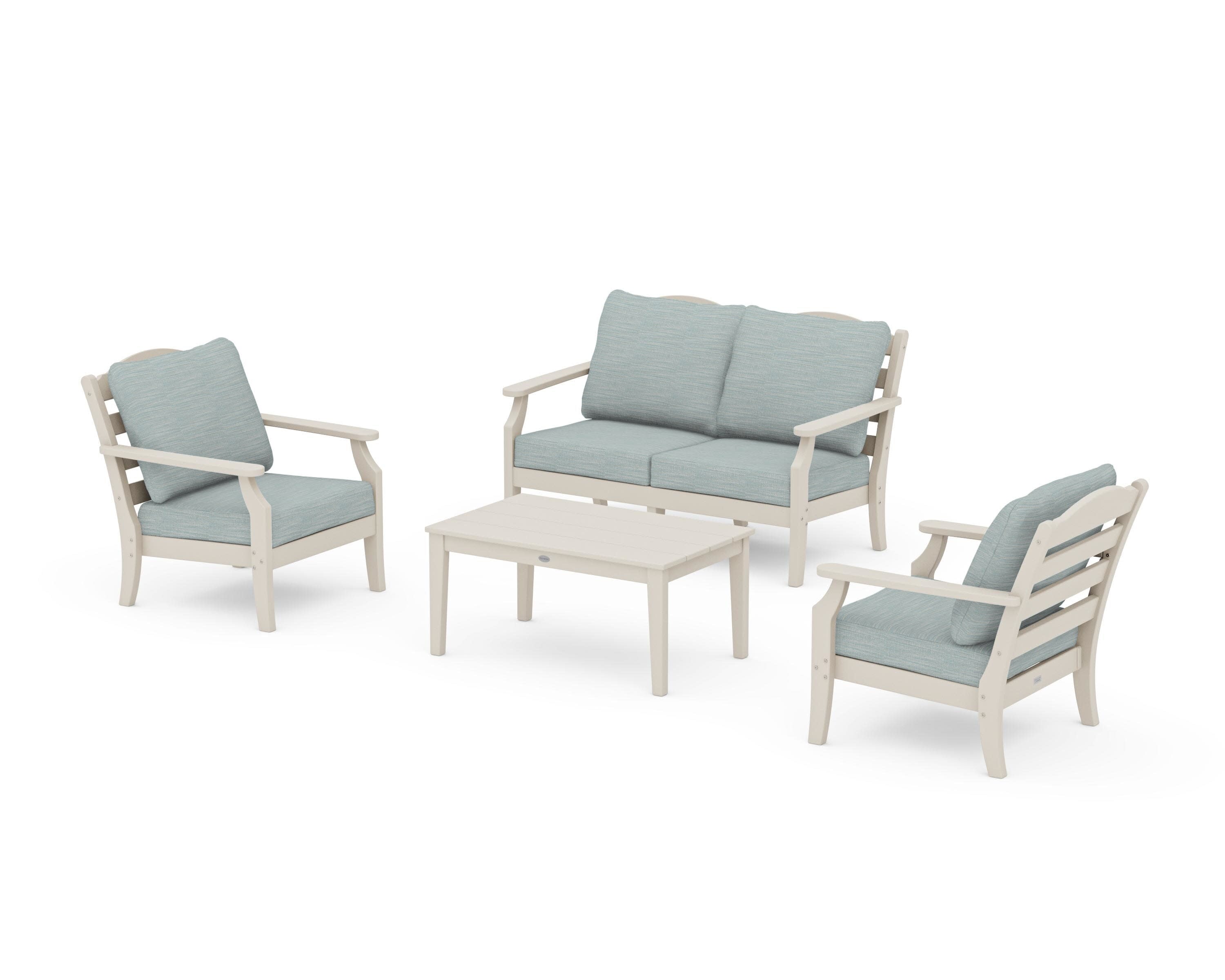 Savannah 4-Piece Deep Seating Set with Loveseat in Sand / Soothe Mist