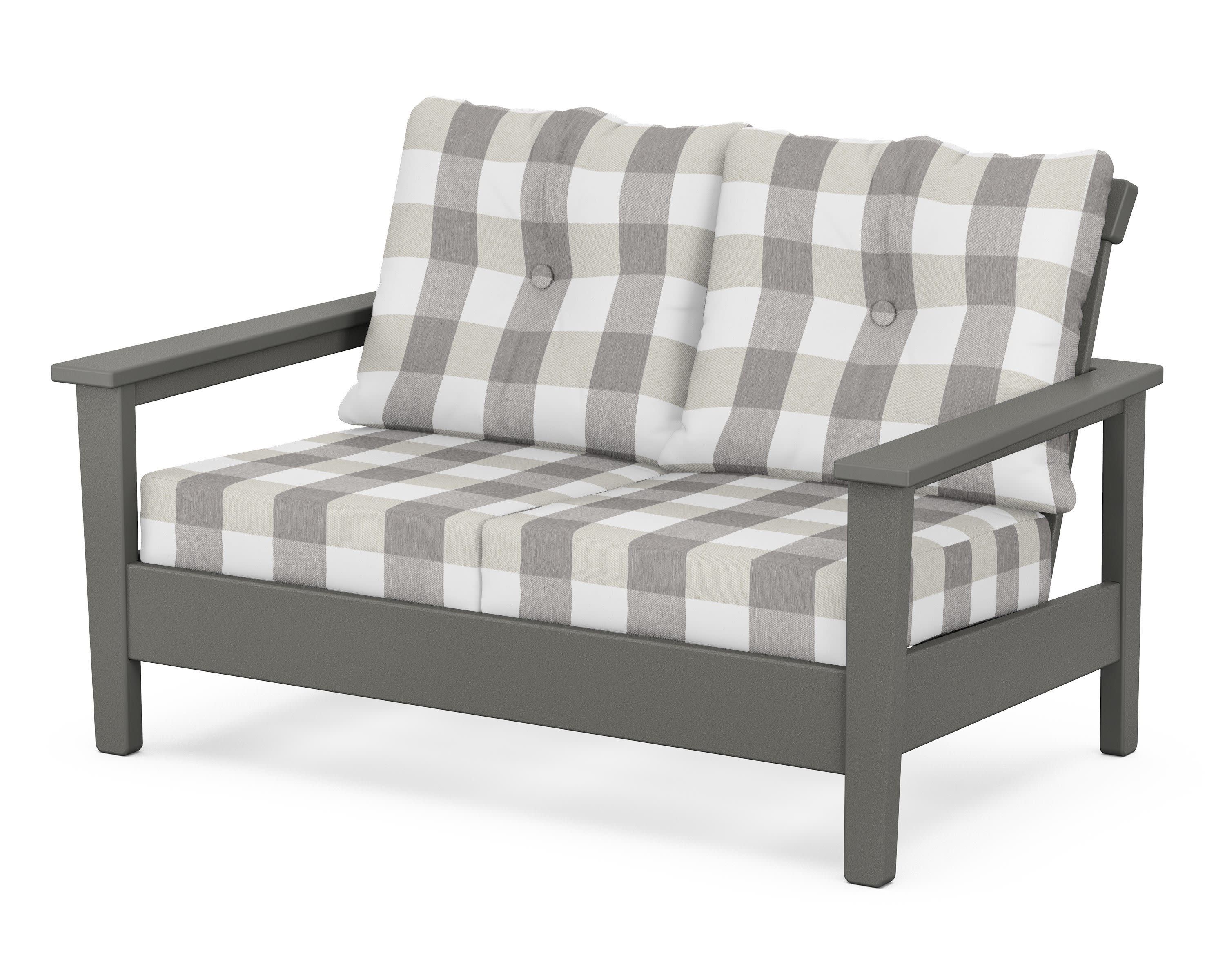 Prescott Deep Seating Loveseat in Slate Grey / Buffalo Plaid Grey Mist