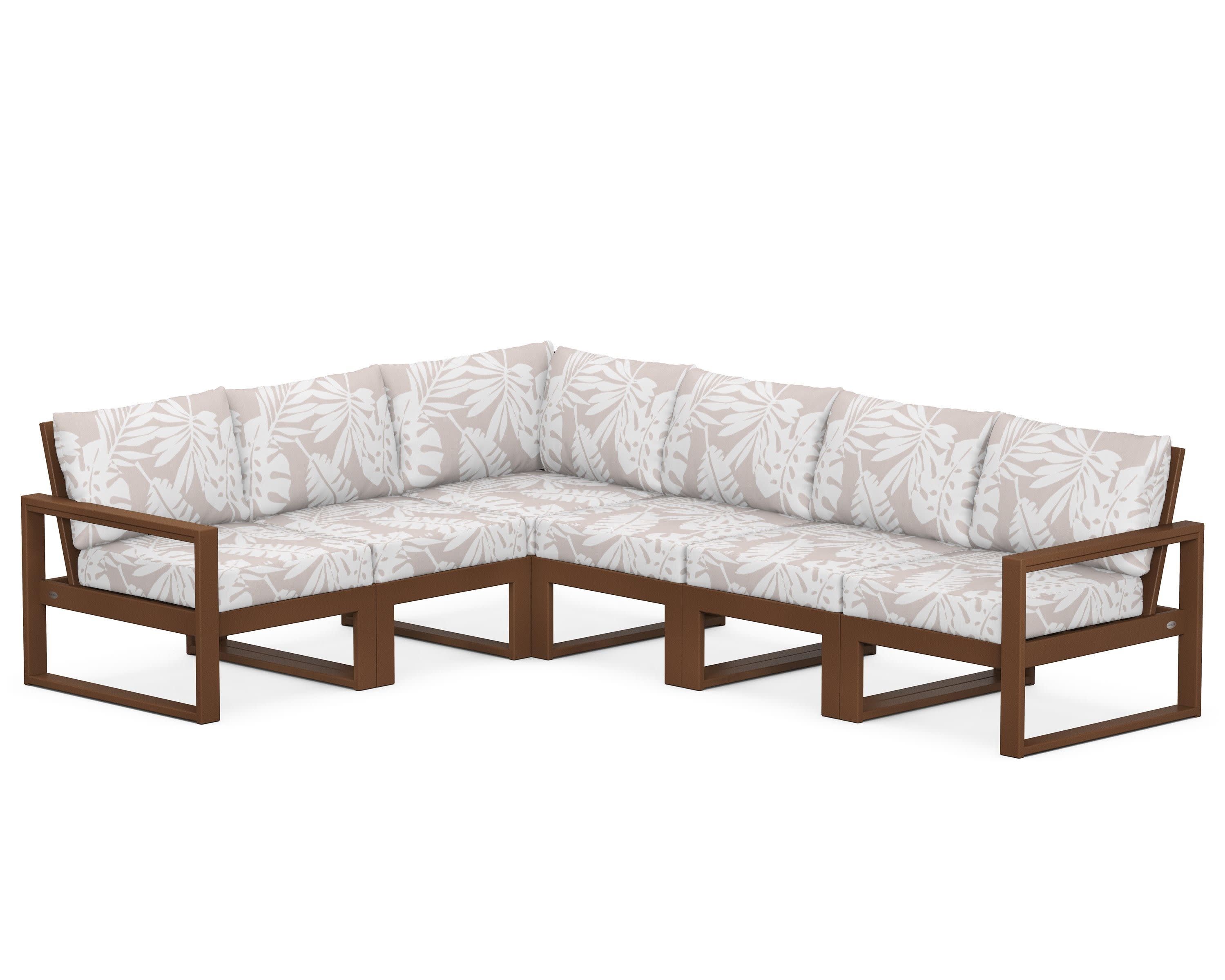 EDGE 6-Piece Modular Deep Seating Set in Teak / Leaf Dune Burlap