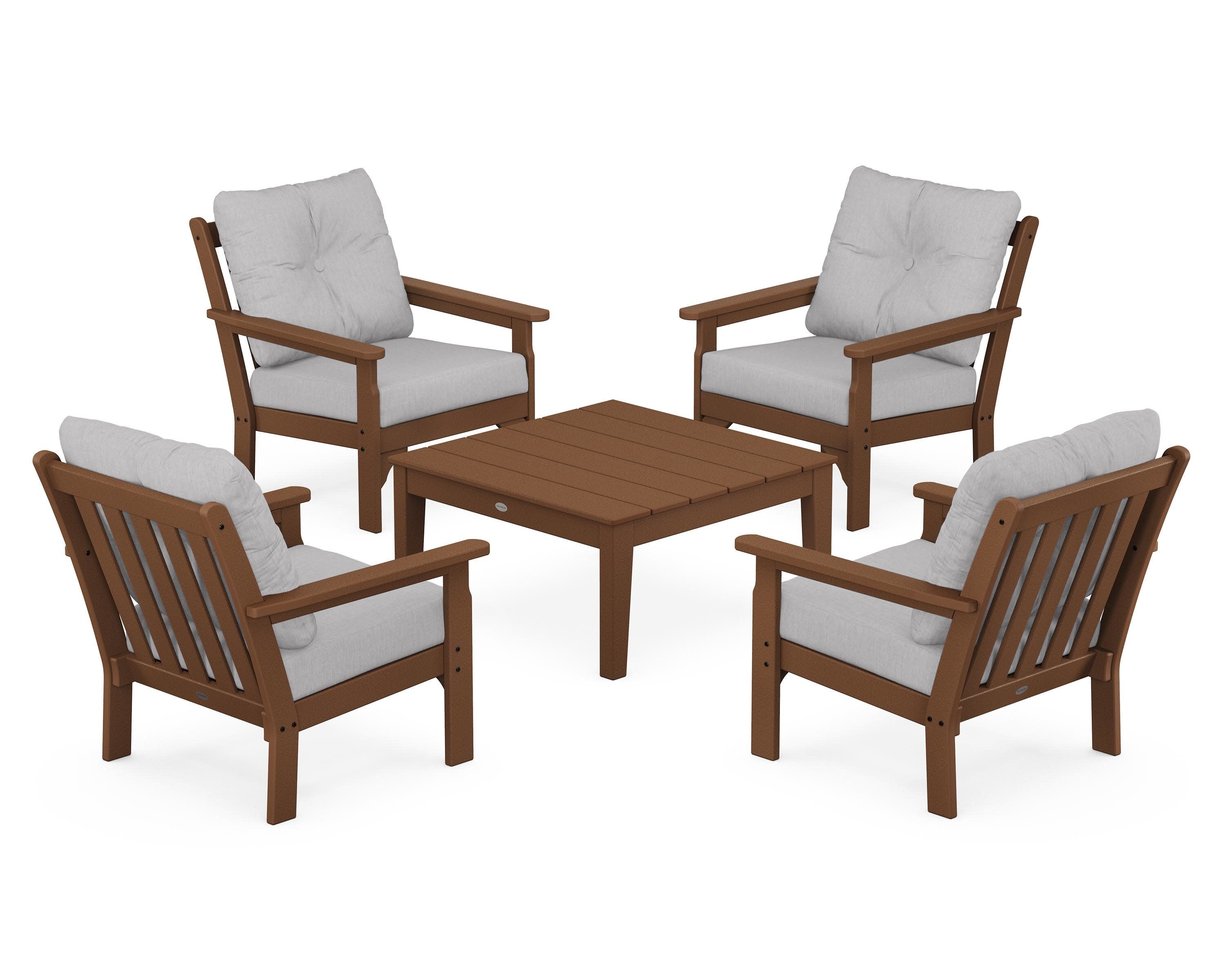 Vineyard 5-Piece Deep Seating Conversation Set in Teak / Granite