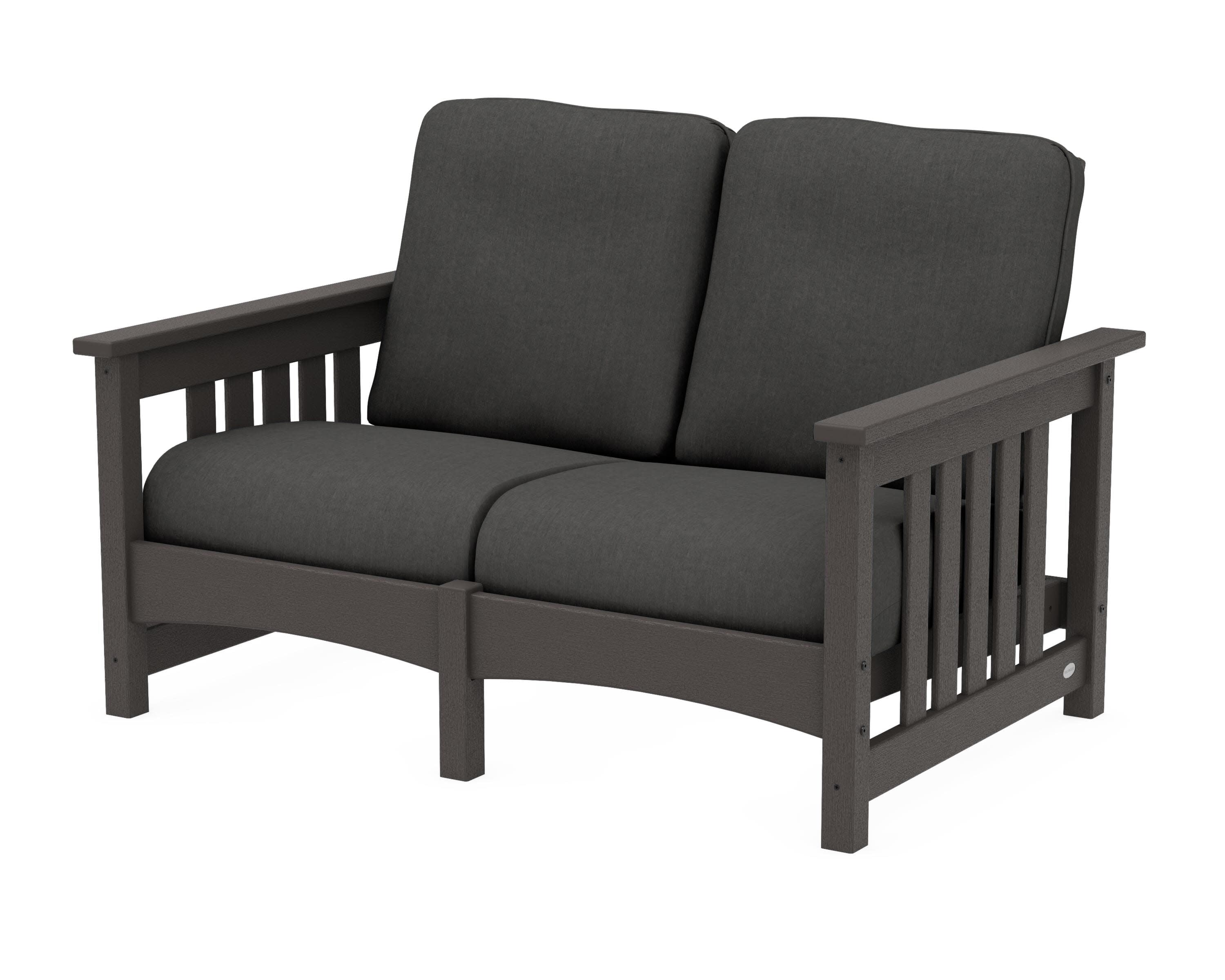 Club Mission Loveseat in Vintage Coffee / Spectrum Carbon