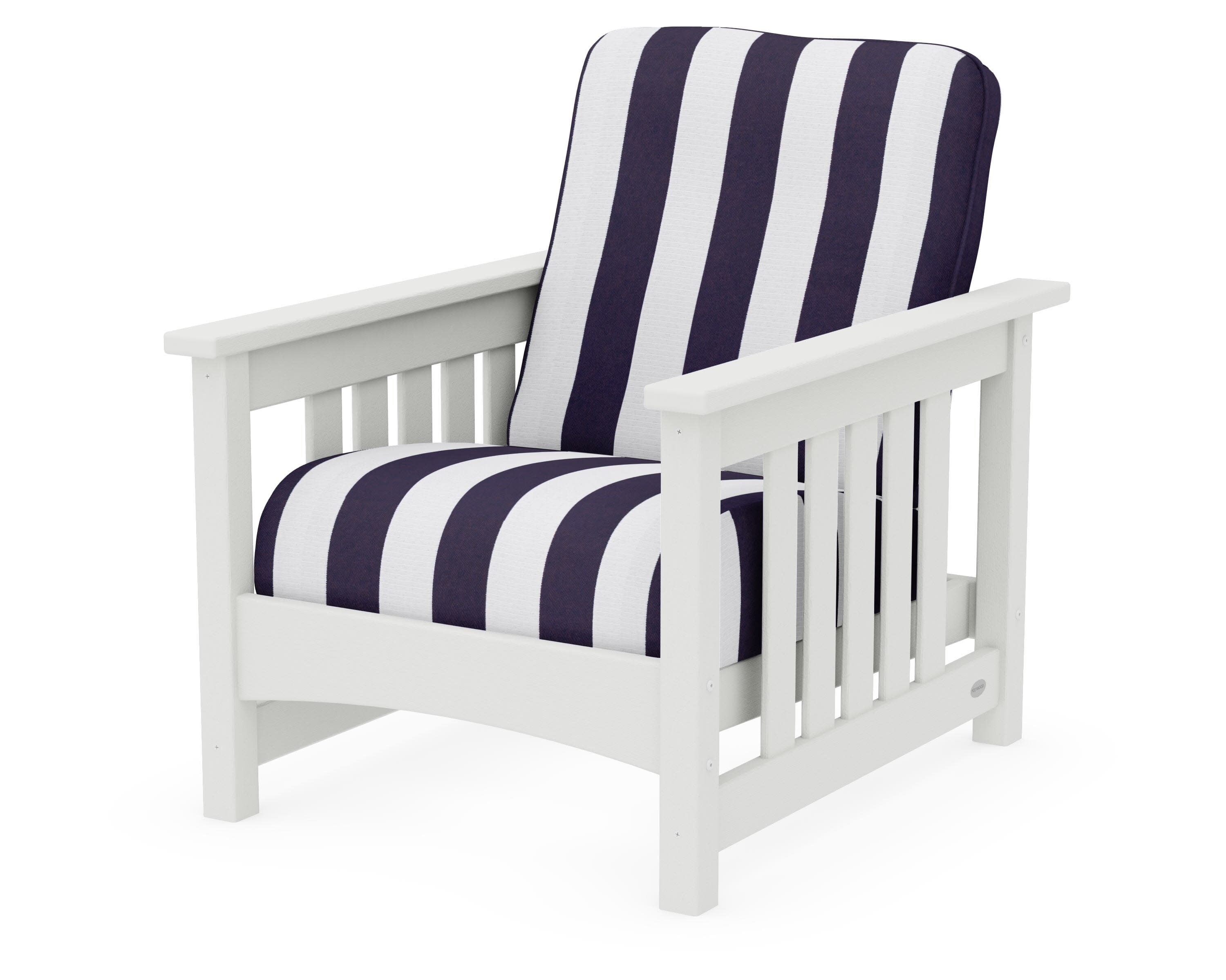 Club Mission Chair in Vintage White / Cabana Stripe Navy