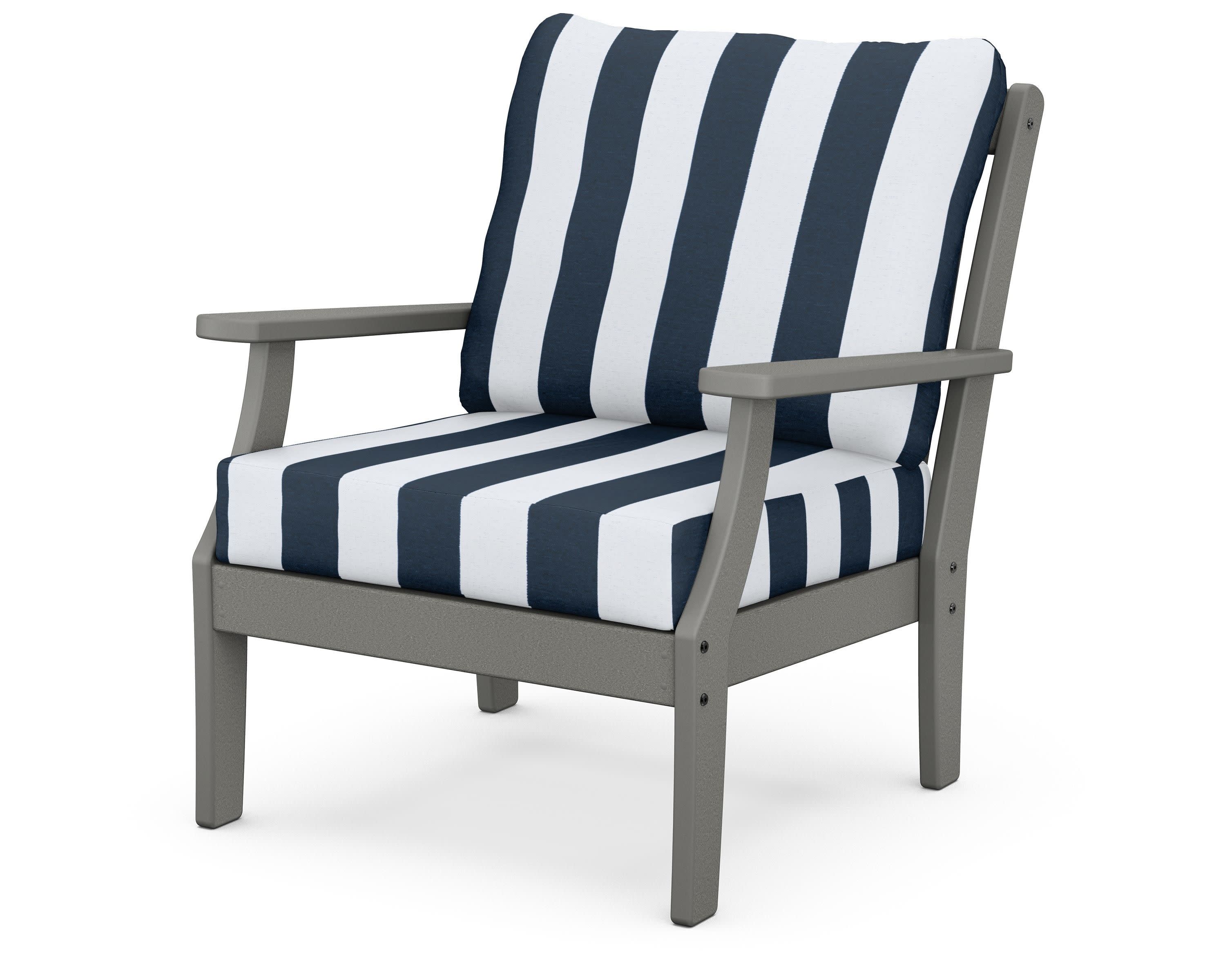 Braxton Deep Seating Chair in Slate Grey / Cabana Stripe Marine Indigo