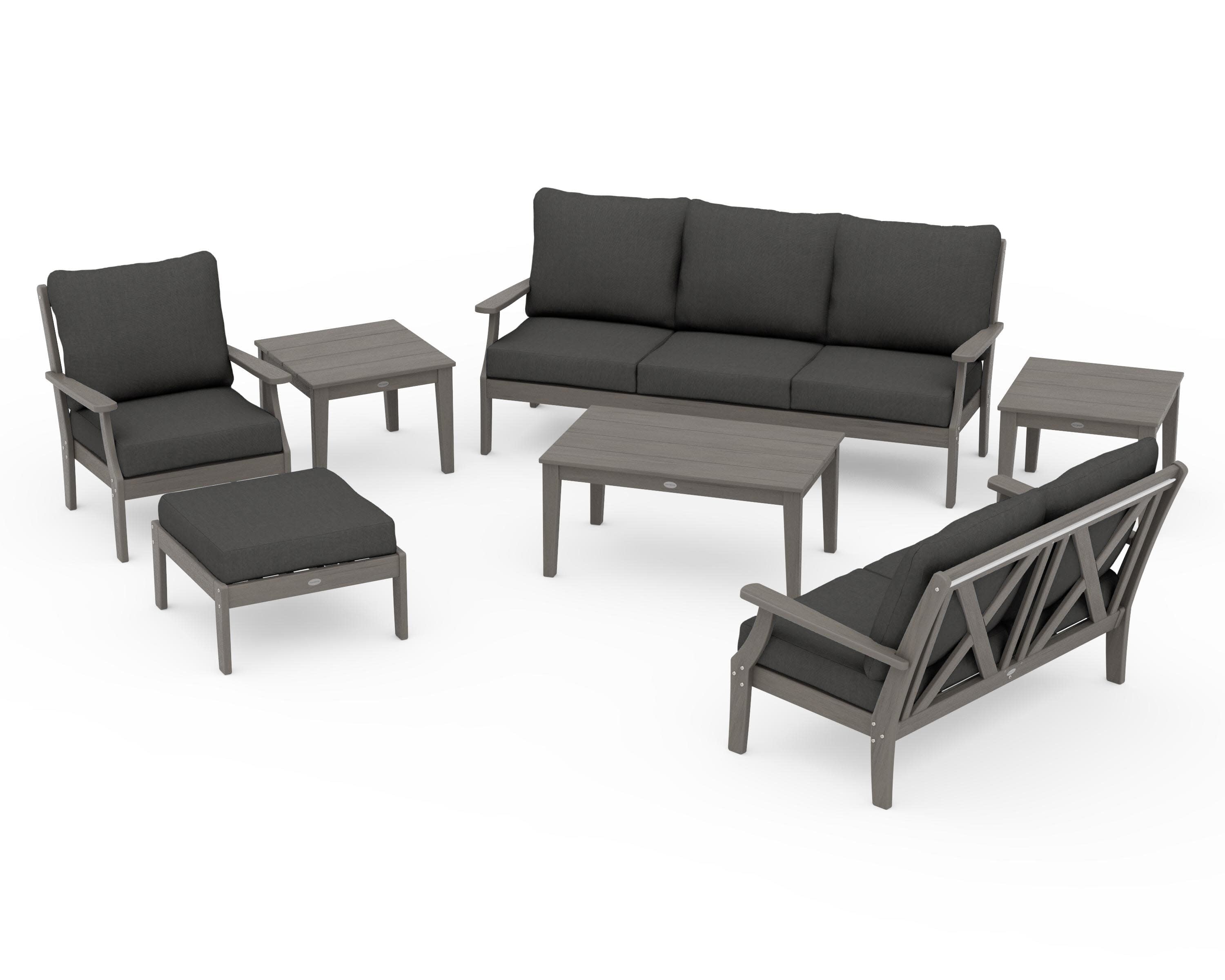 Braxton 7-Piece Deep Seating Set in Driftwood / Spectrum Carbon