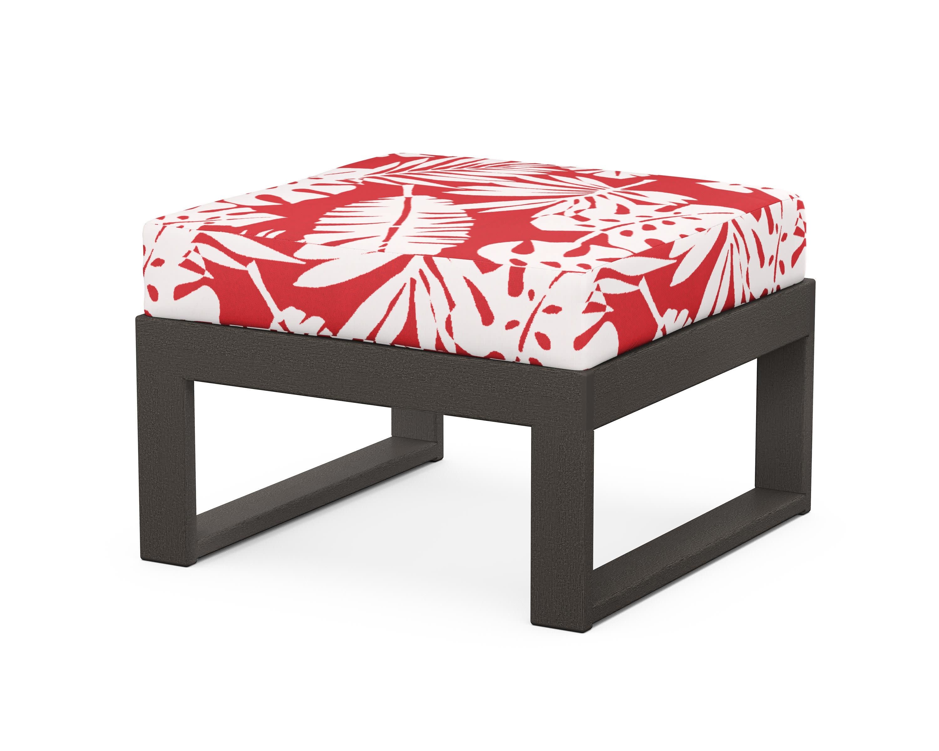Modular Ottoman - Modern in Vintage Coffee / Leaf Crimson