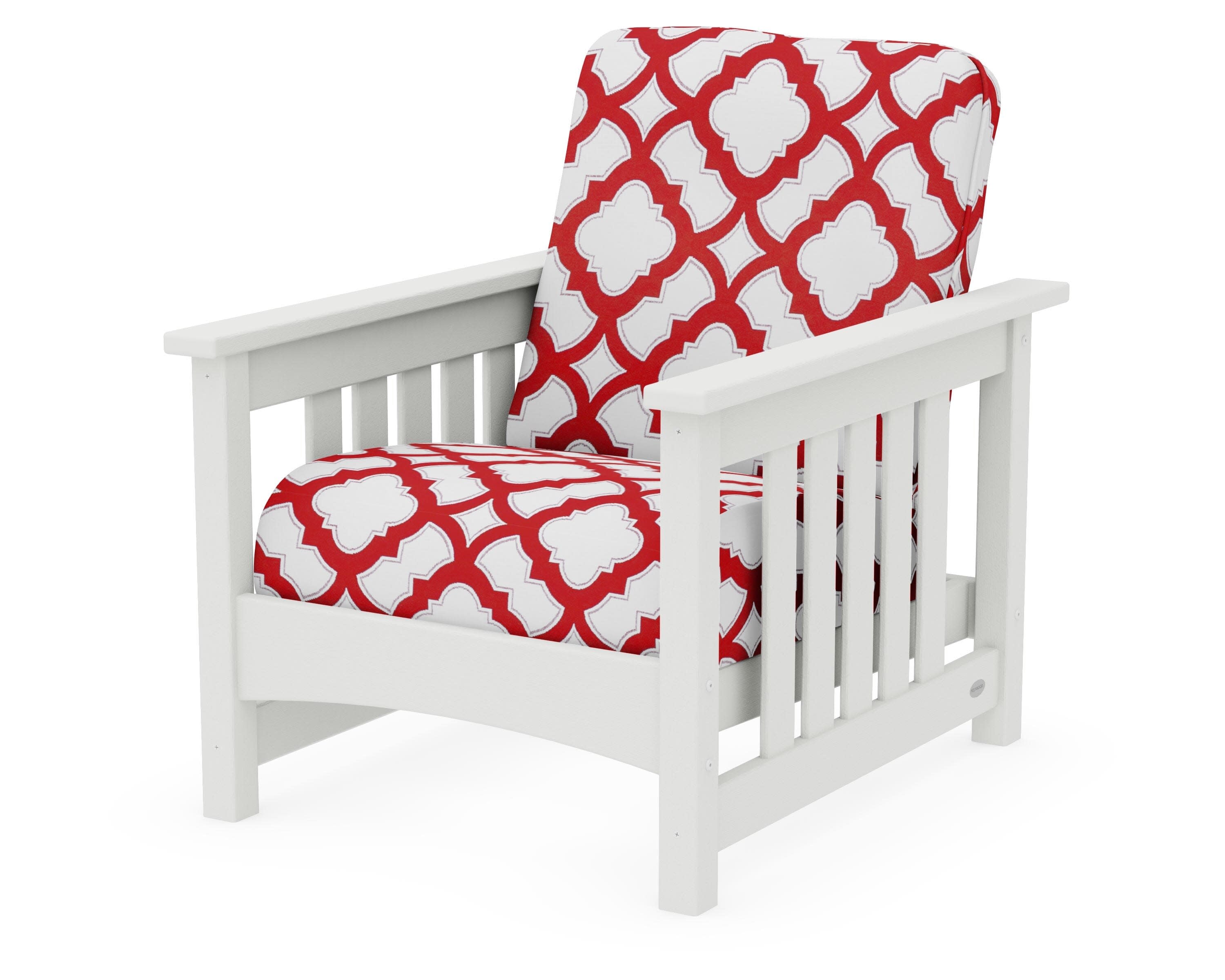 Club Mission Chair in Vintage White / Trellis Crimson
