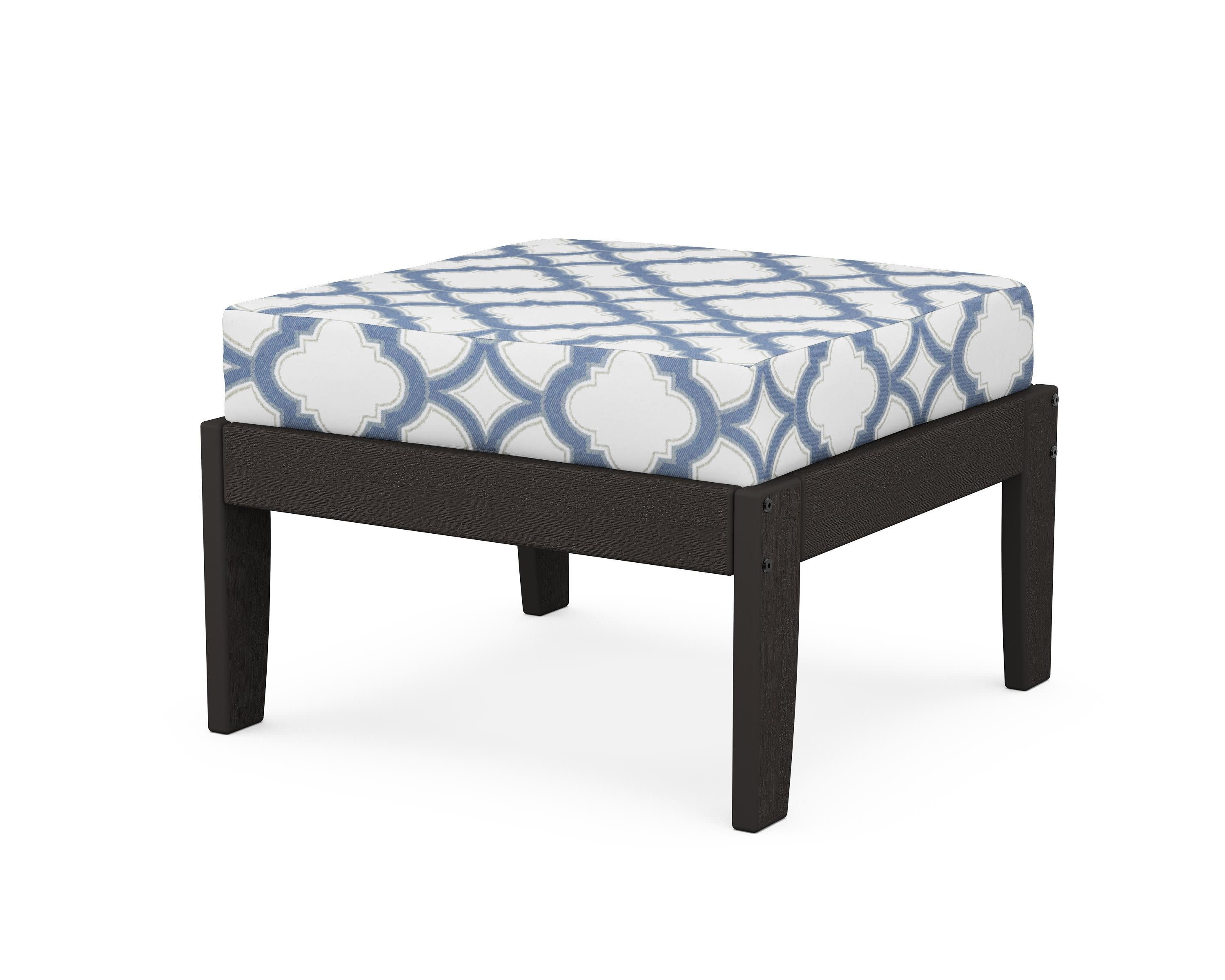 Modular Ottoman - Classic in Vintage Coffee / Trellis Sky Blue