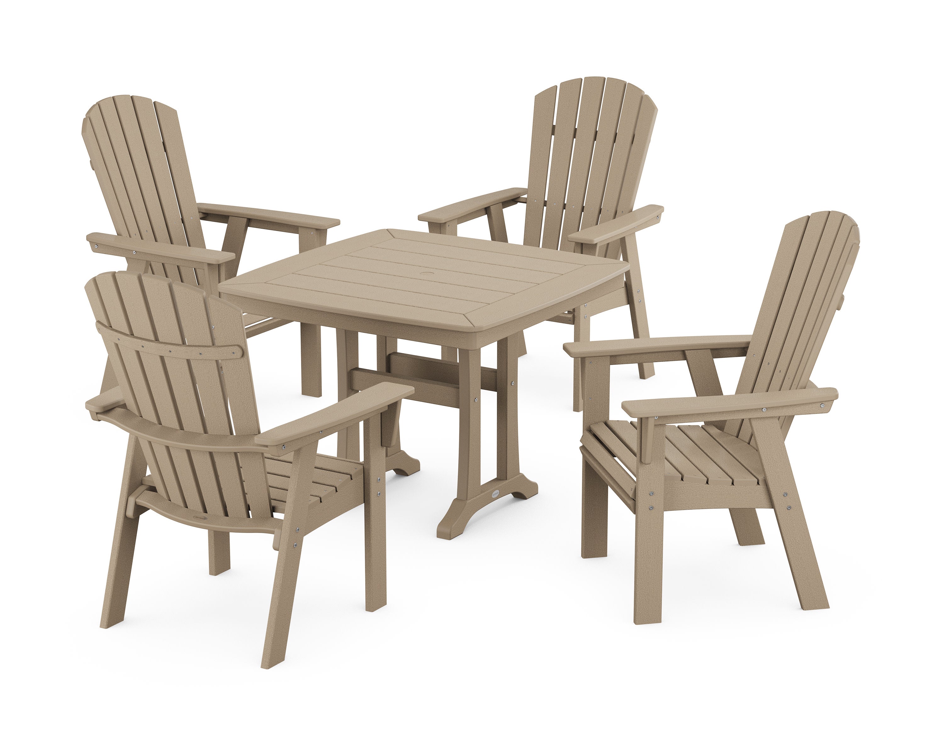 Nautical Adirondack 5-Piece Dining Set with Trestle Legs in Vintage Sahara