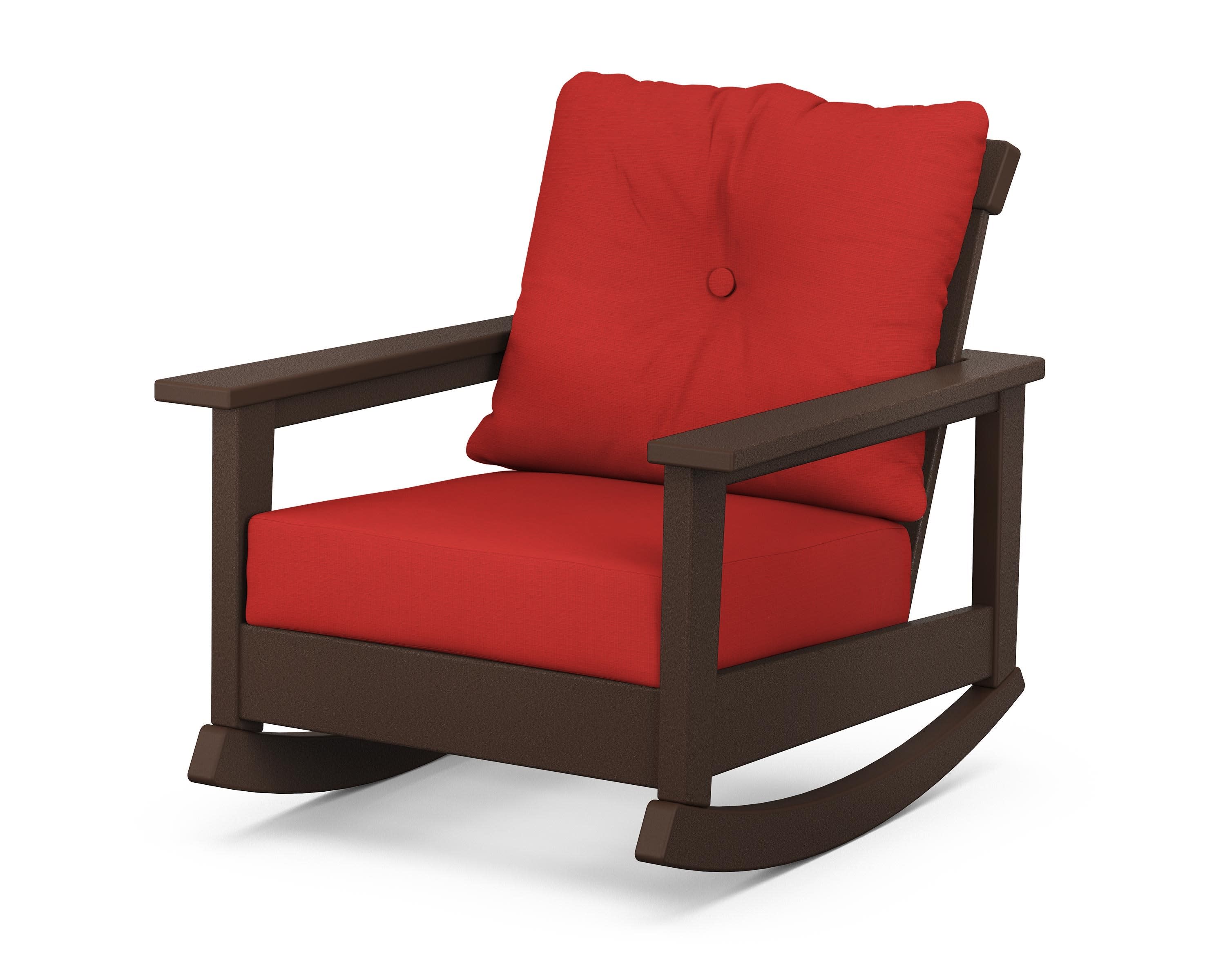 Prescott Deep Seating Rocking Chair in Mahogany / Crimson Linen
