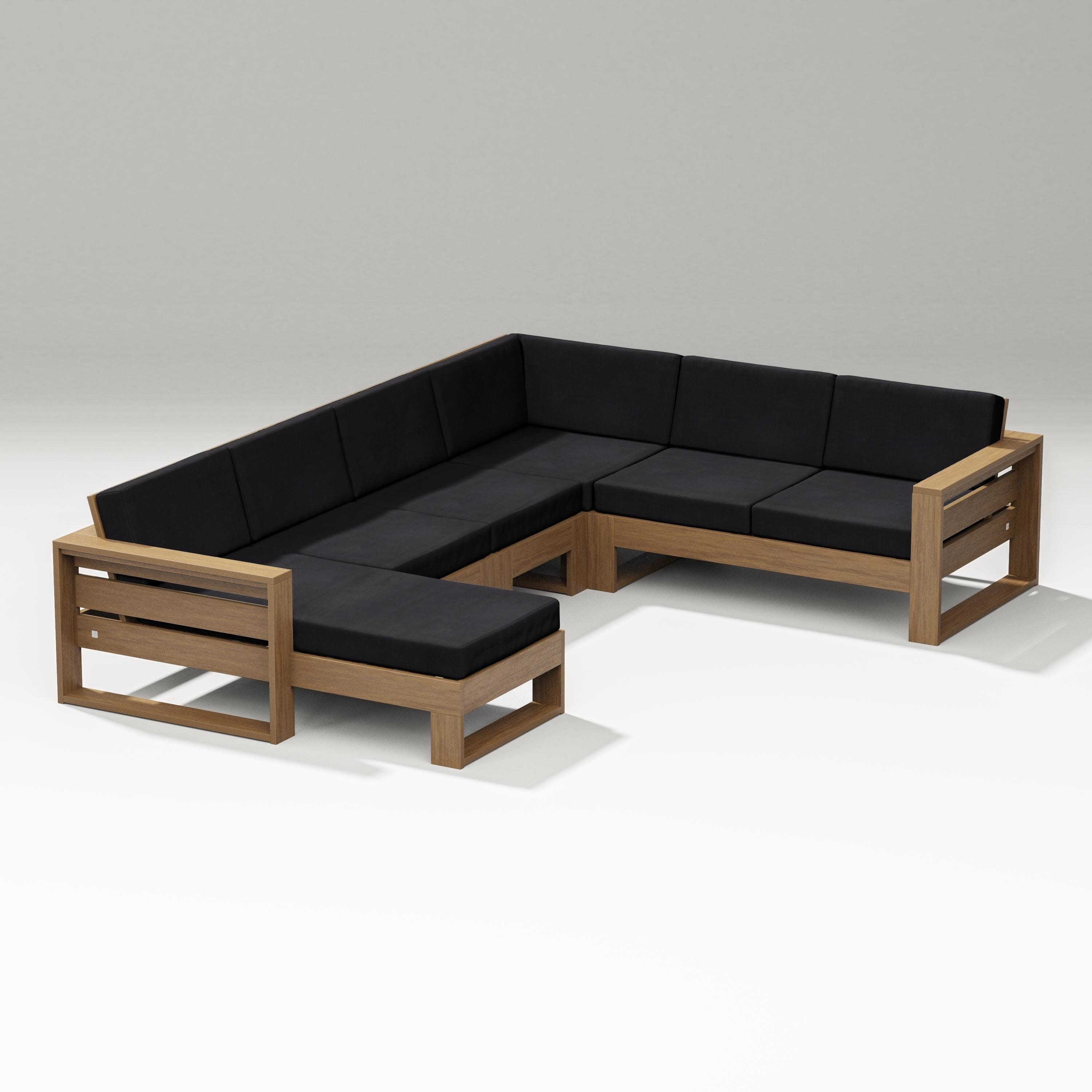 Latitude Corner Sectional with Left Chaise in Natural / Midnight Linen