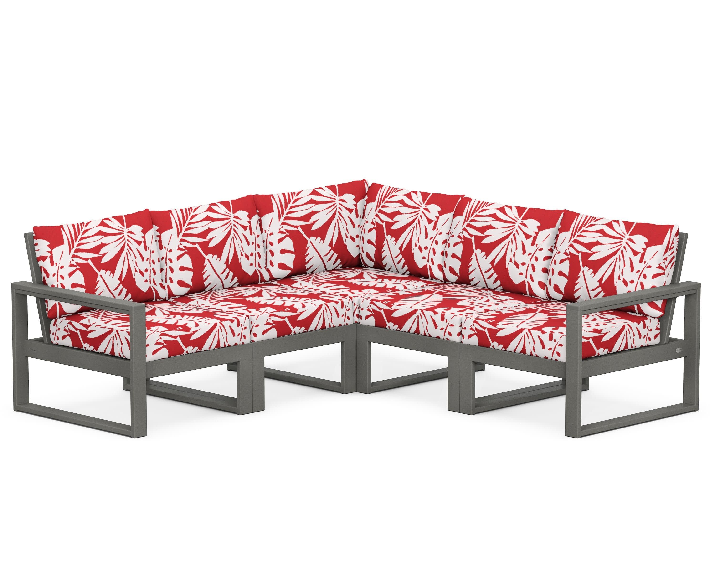 EDGE 5-Piece Modular Deep Seating Set in Slate Grey / Leaf Crimson