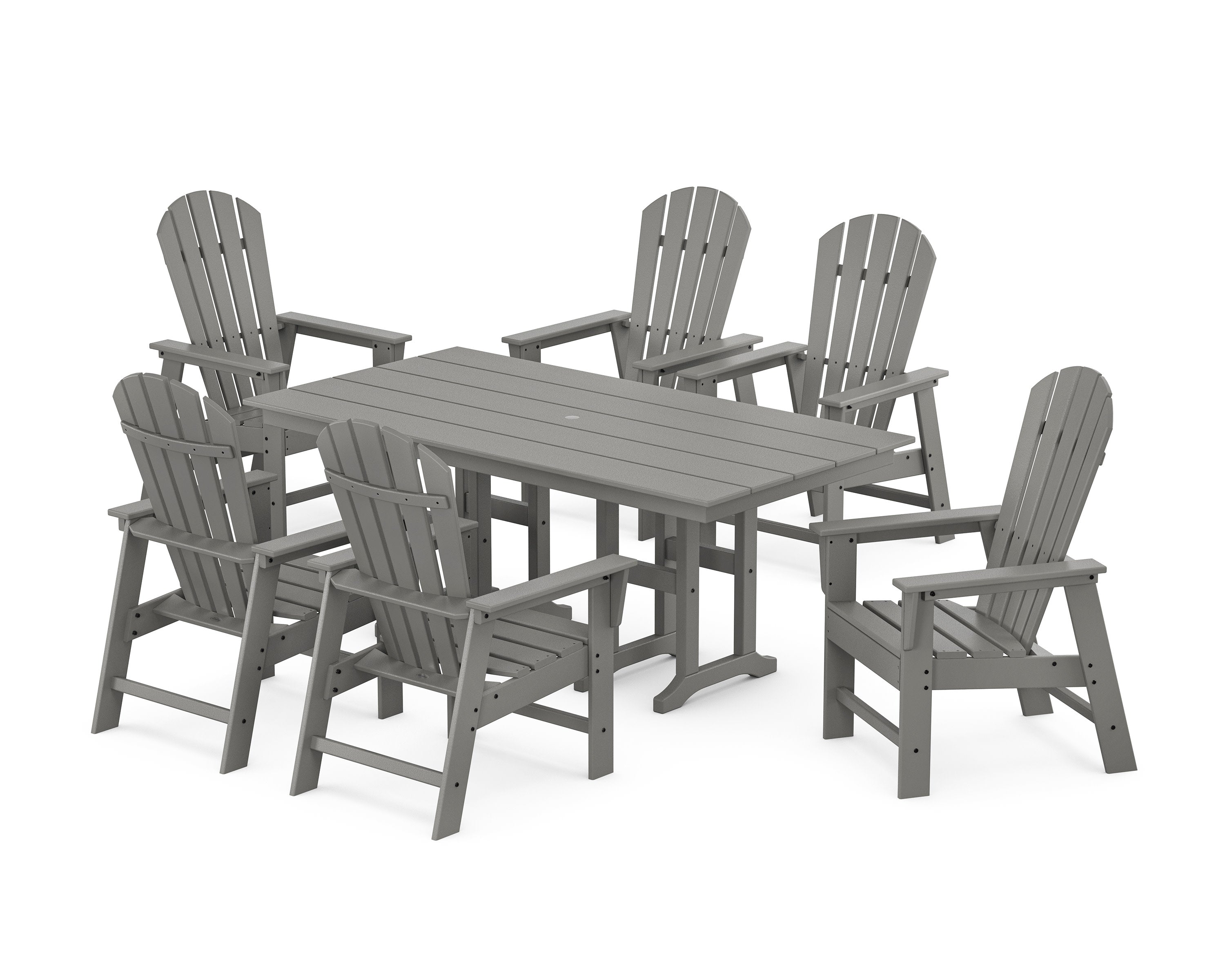 South Beach 7-Piece Farmhouse Dining Set in Slate Grey