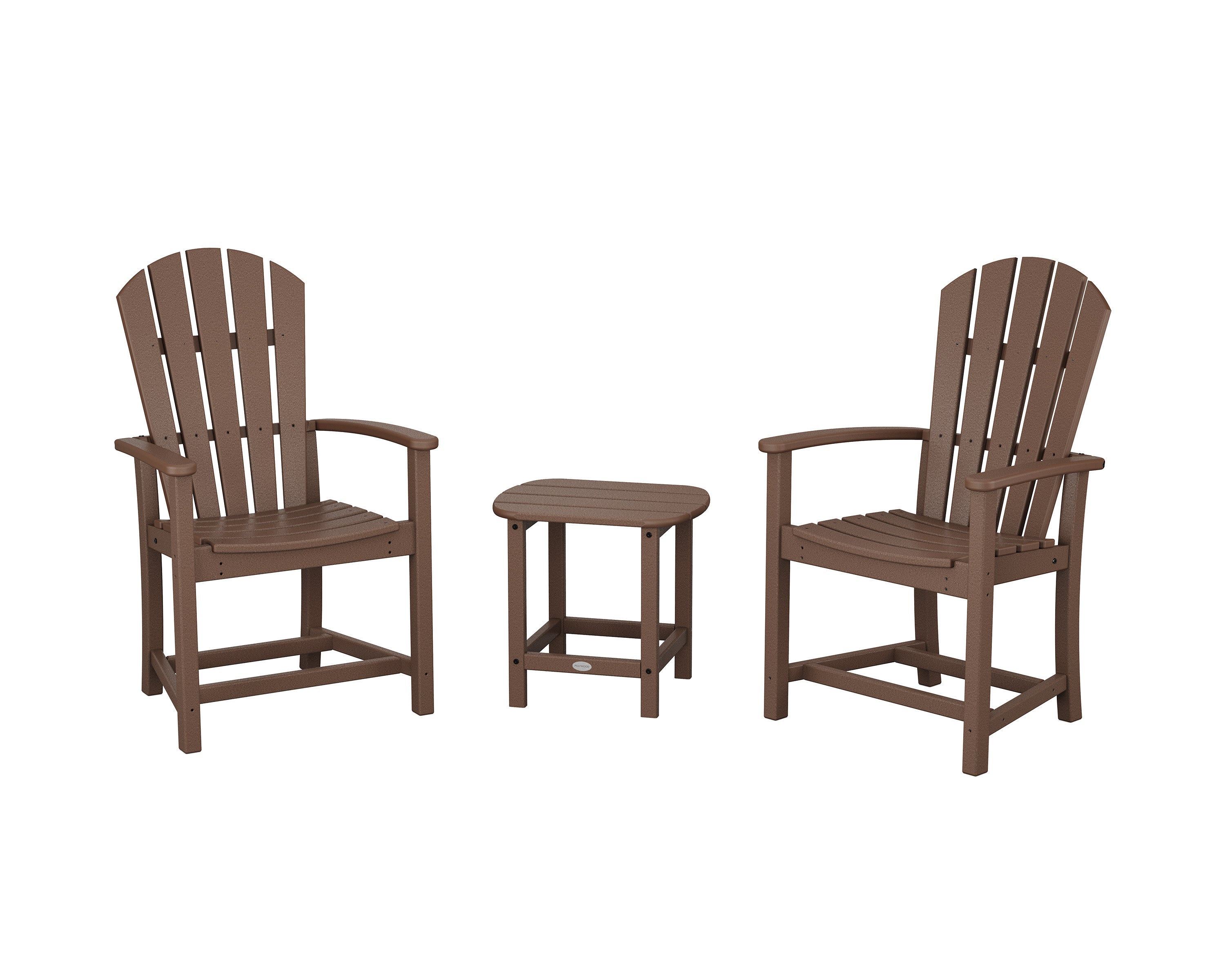 Palm Coast 3-Piece Upright Adirondack Chair Set in Mahogany