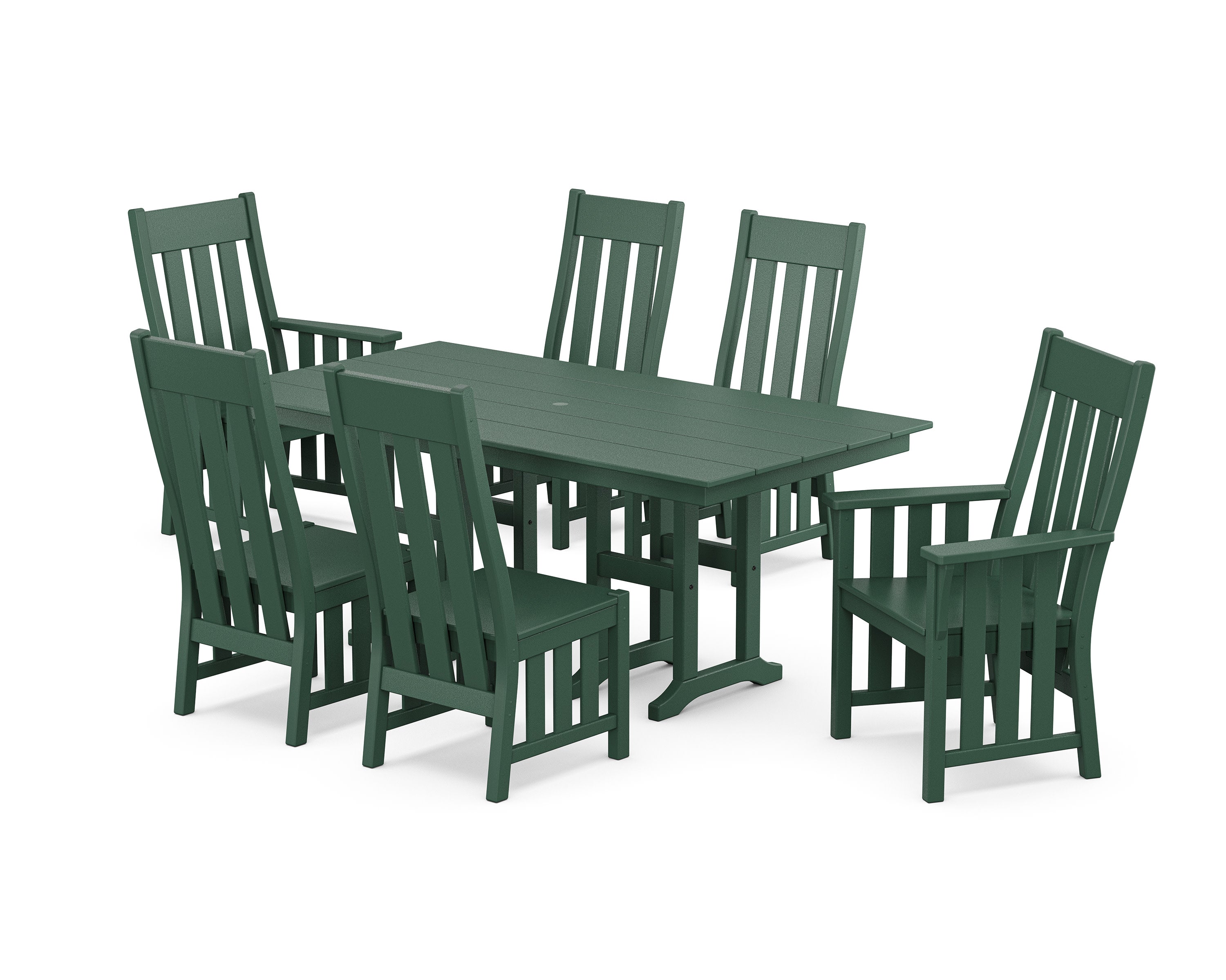 Acadia 7-Piece Farmhouse Dining Set in Green