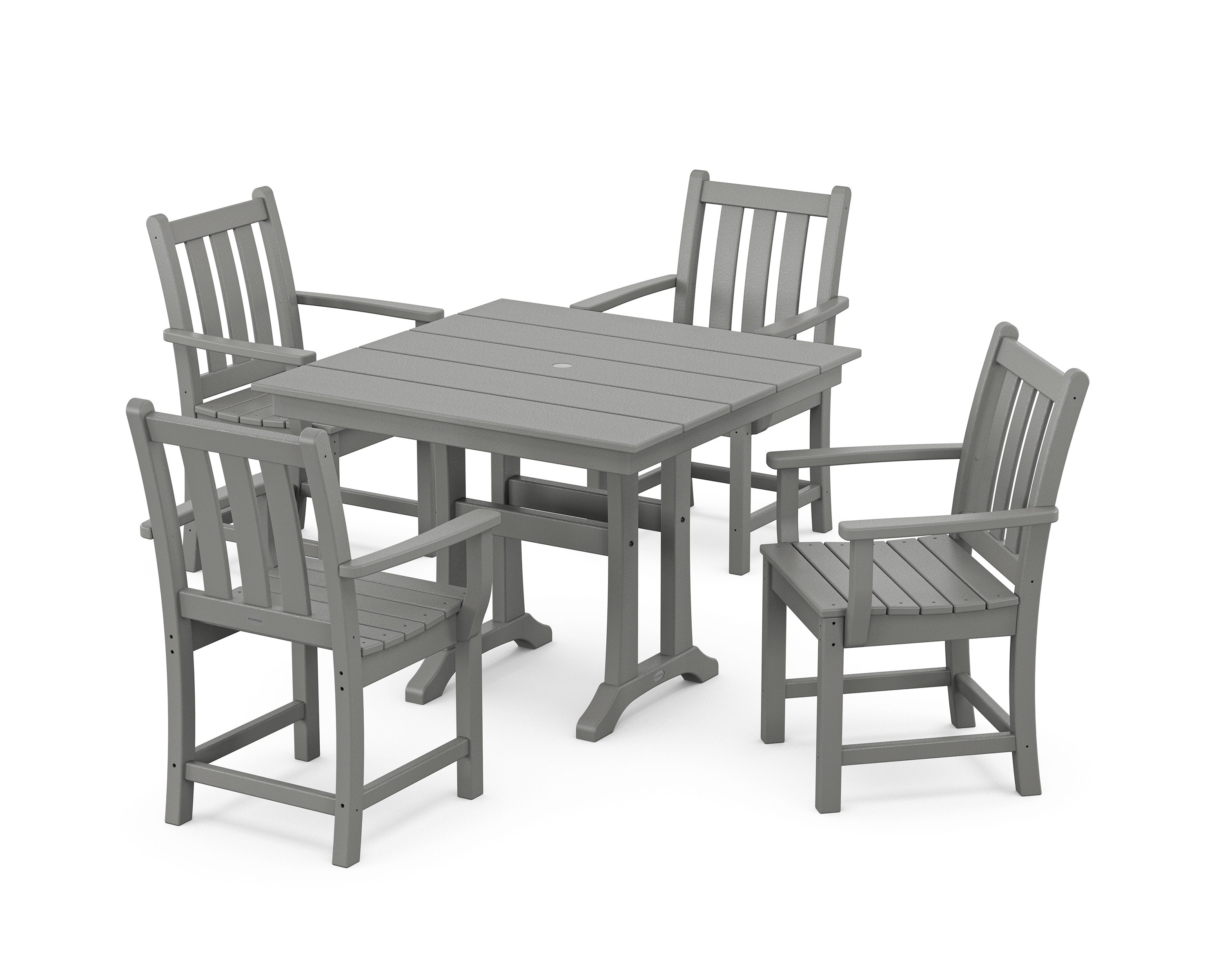Traditional Garden 5-Piece Farmhouse Dining Set With Trestle Legs in Slate Grey