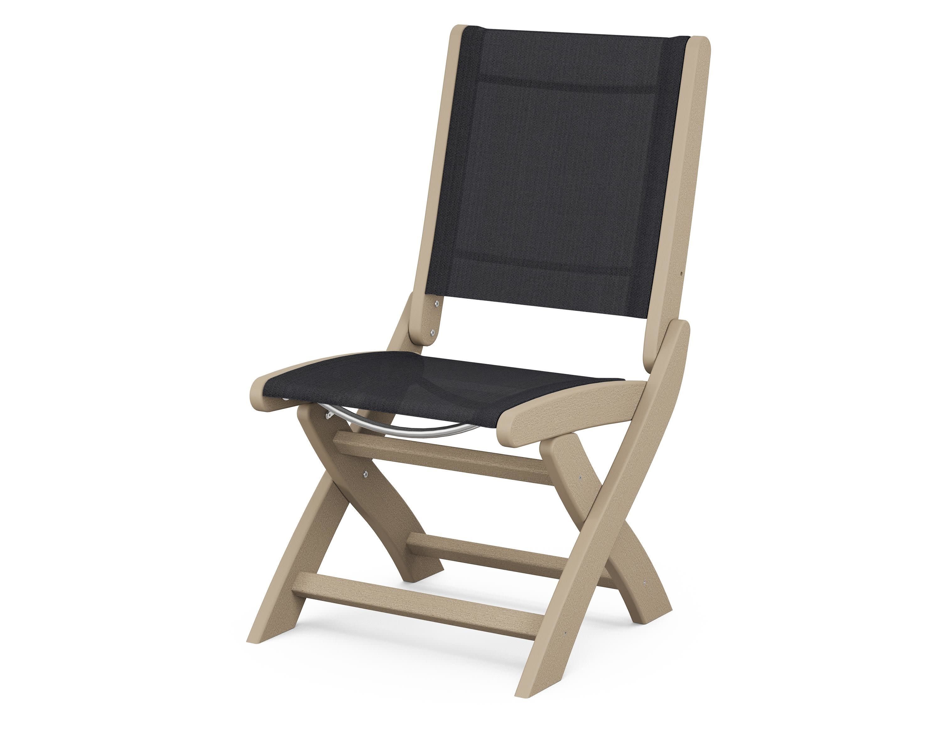 Coastal Folding Side Chair in Vintage Sahara / Black Sling