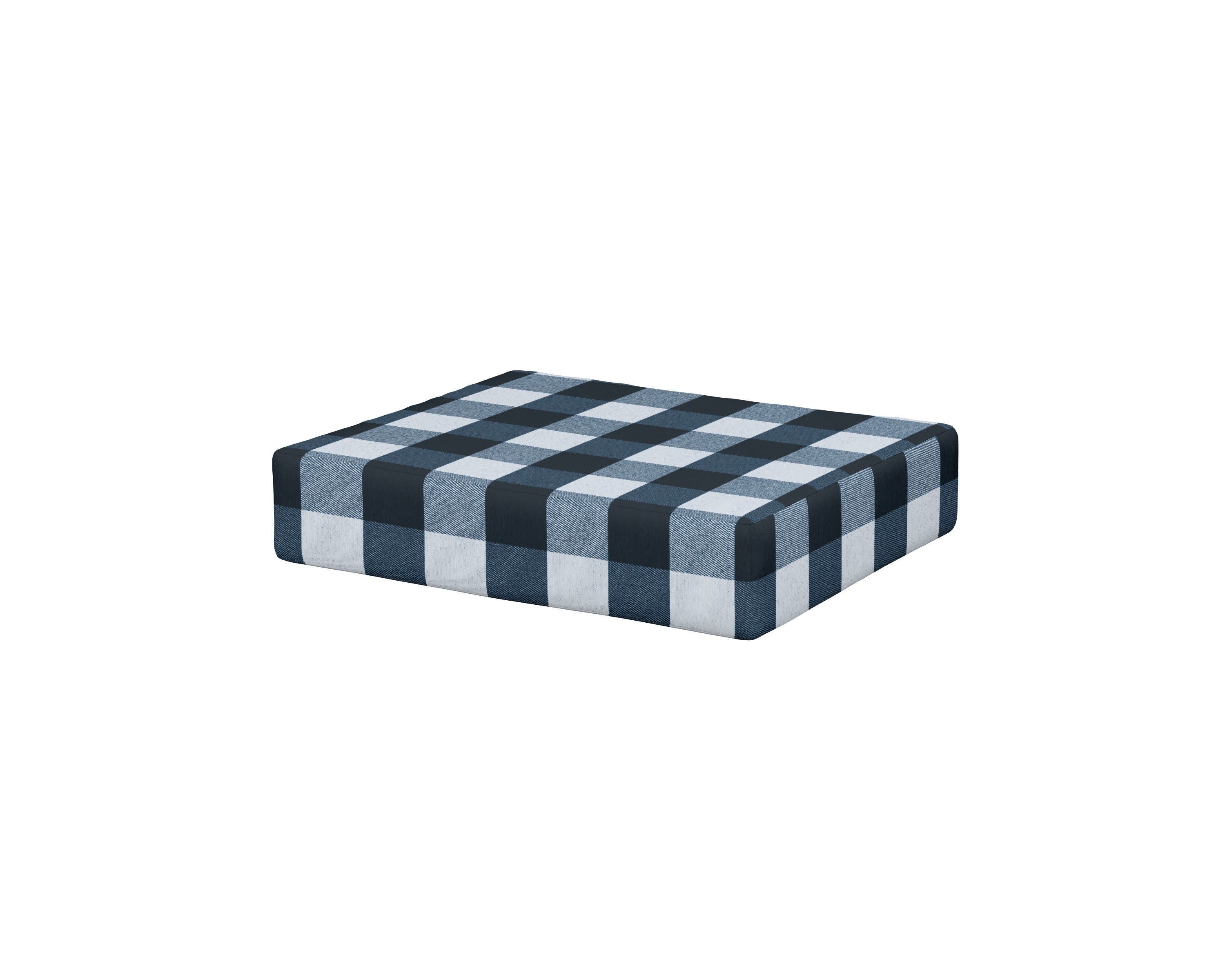 Acadia Ottoman Cushion in Buffalo Plaid Marine Indigo