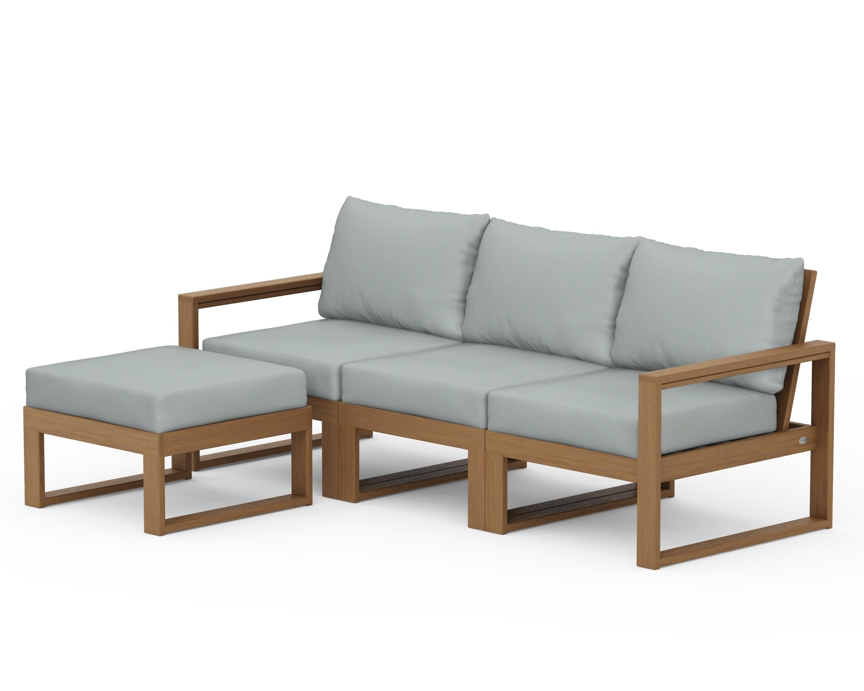 EDGE 4-Piece Modular Deep Seating Set with Ottoman in Natural / Spa