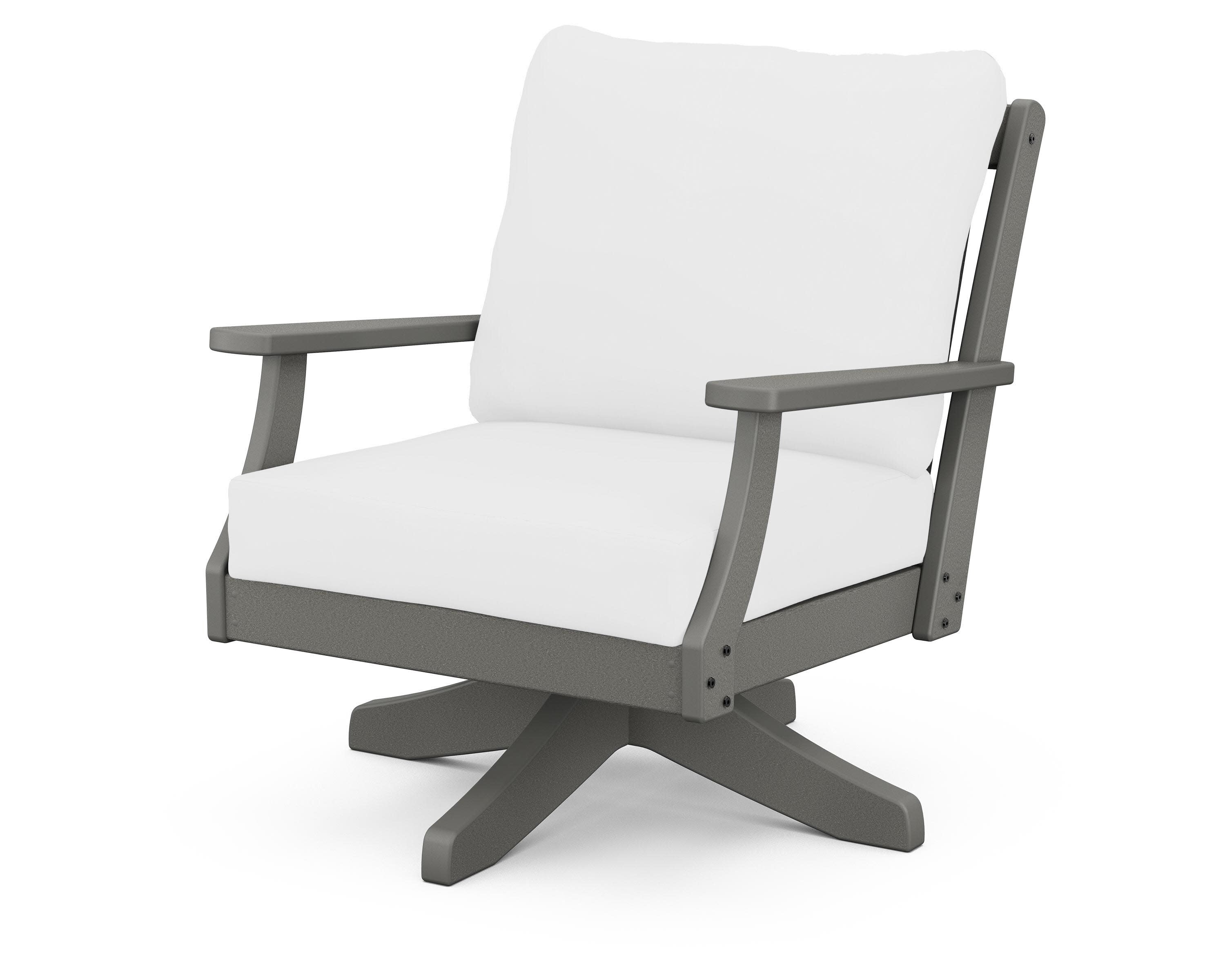 Braxton Deep Seating Swivel Chair in Slate Grey / Natural