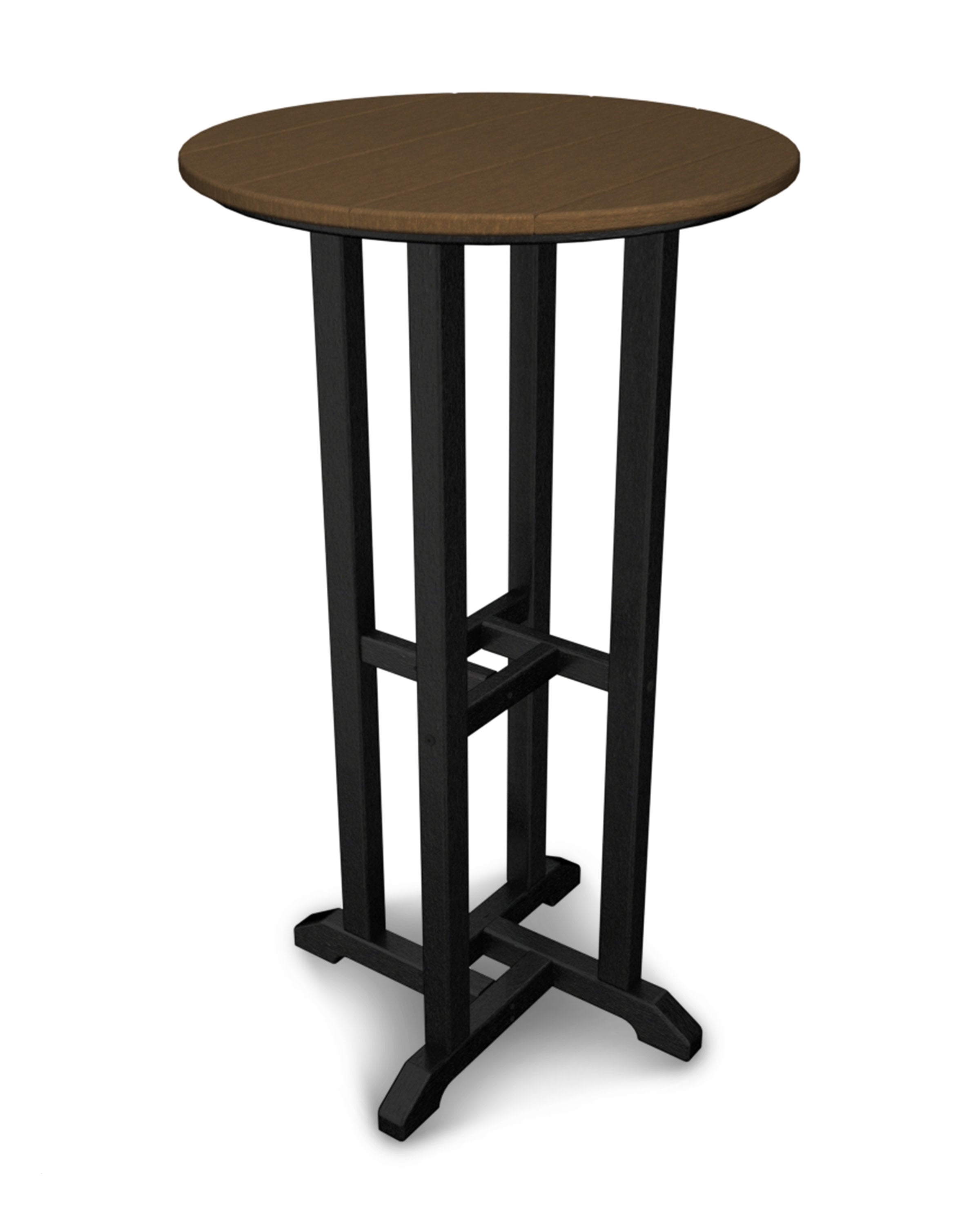 Contempo 24" Round Bar Table in Black / Teak