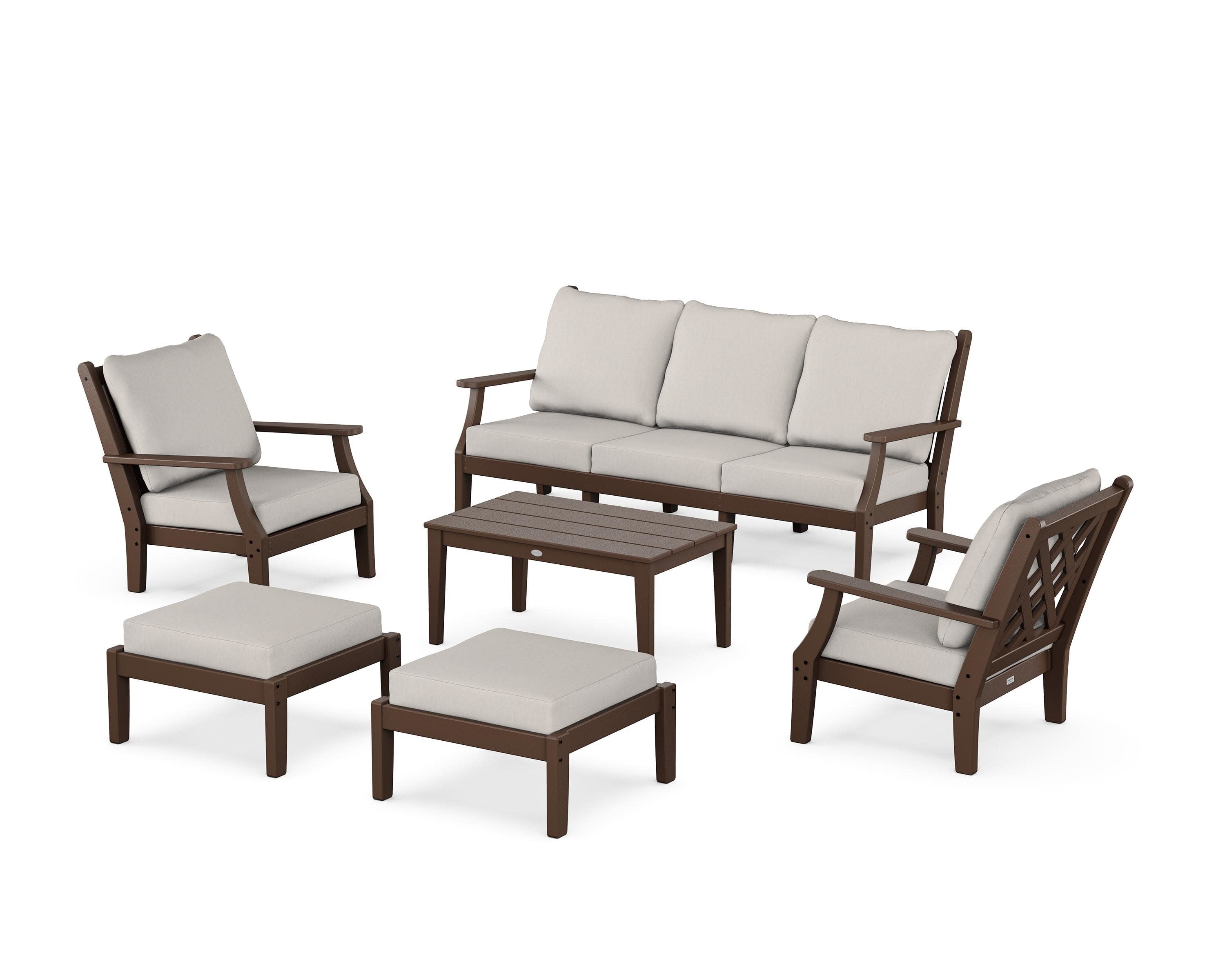Wovendale 6-Piece Lounge Sofa Set in Mahogany / Cast Ash