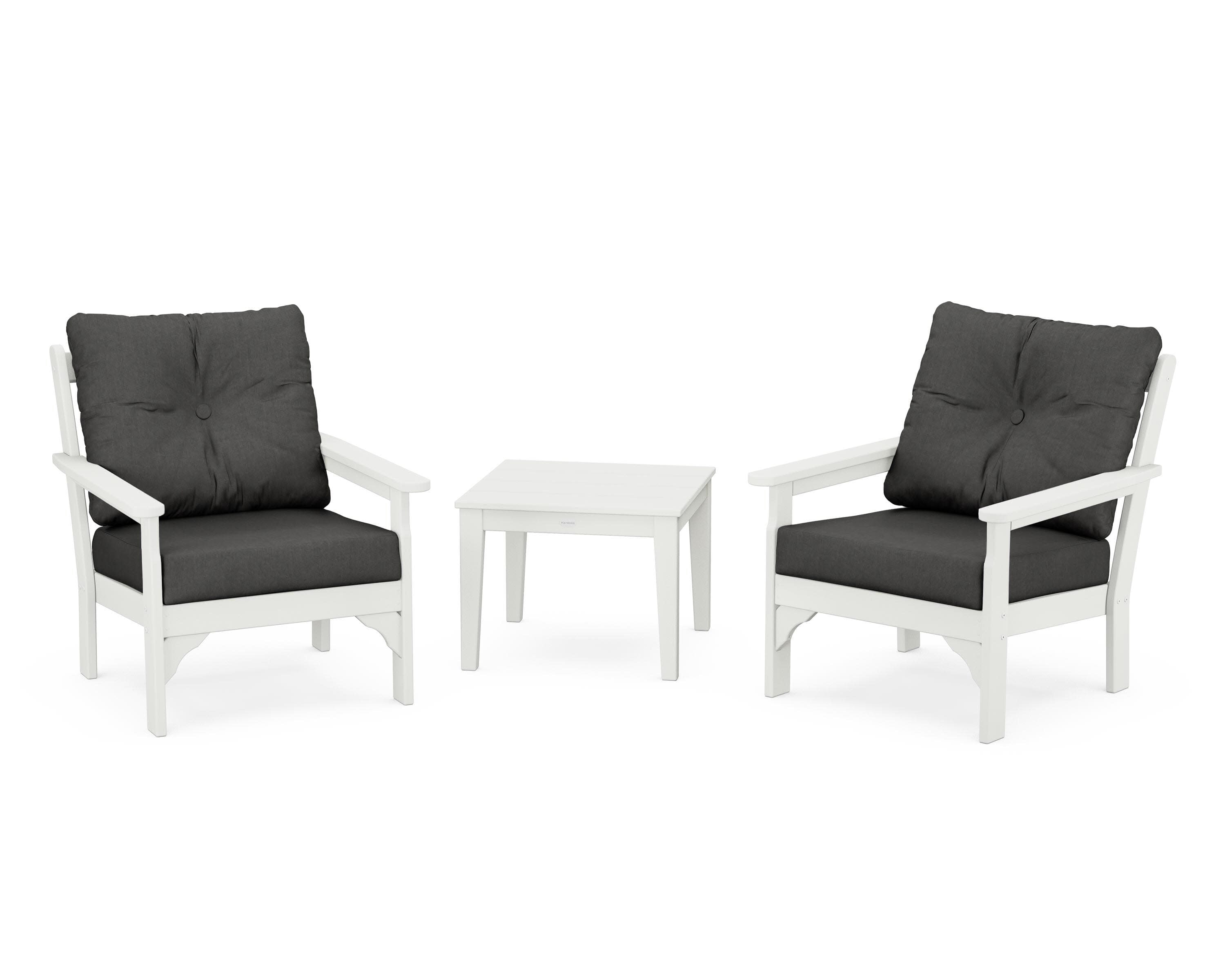 Vineyard 3-Piece Deep Seating Set in Vintage White / Spectrum Carbon