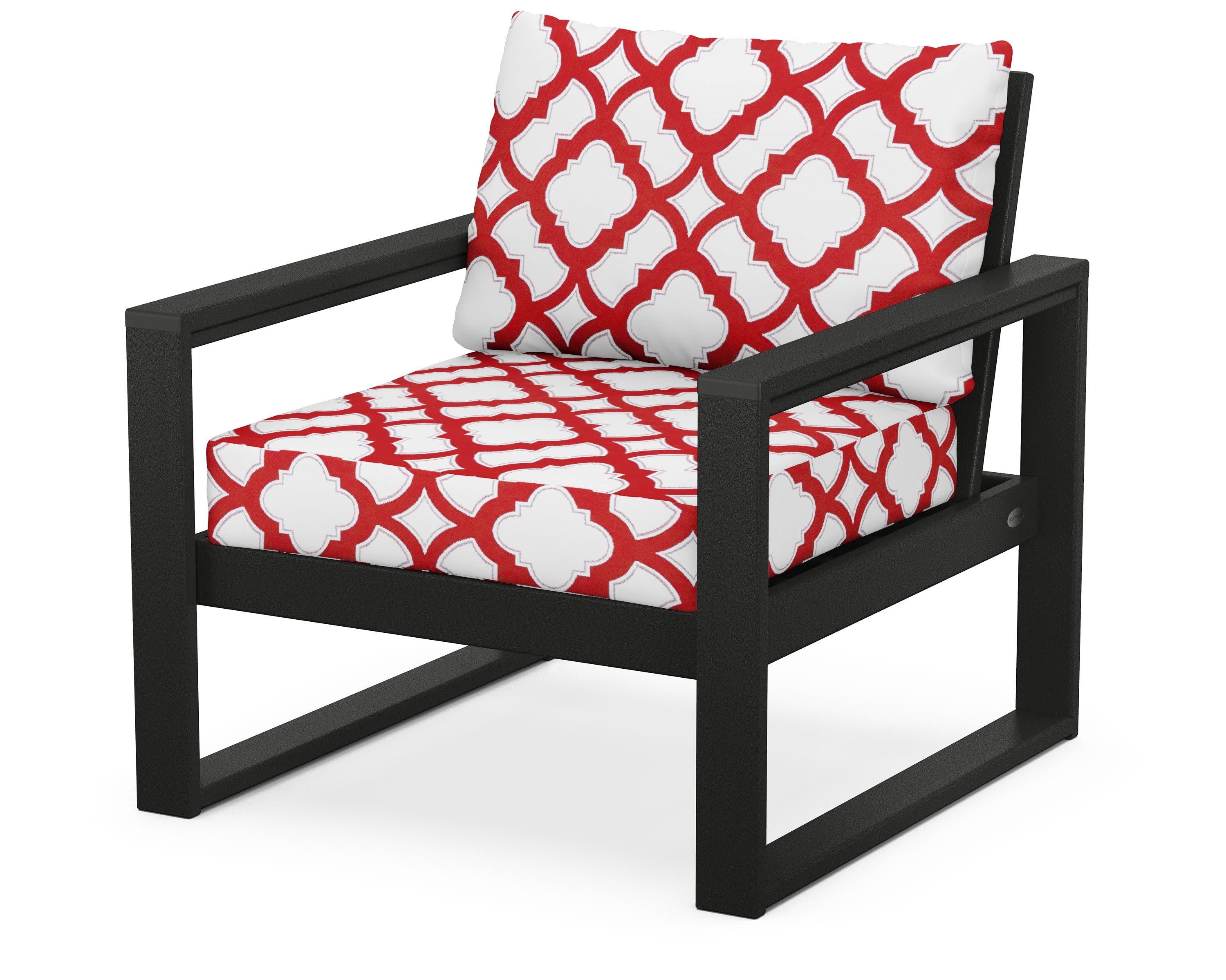 EDGE Club Chair in Black / Trellis Crimson